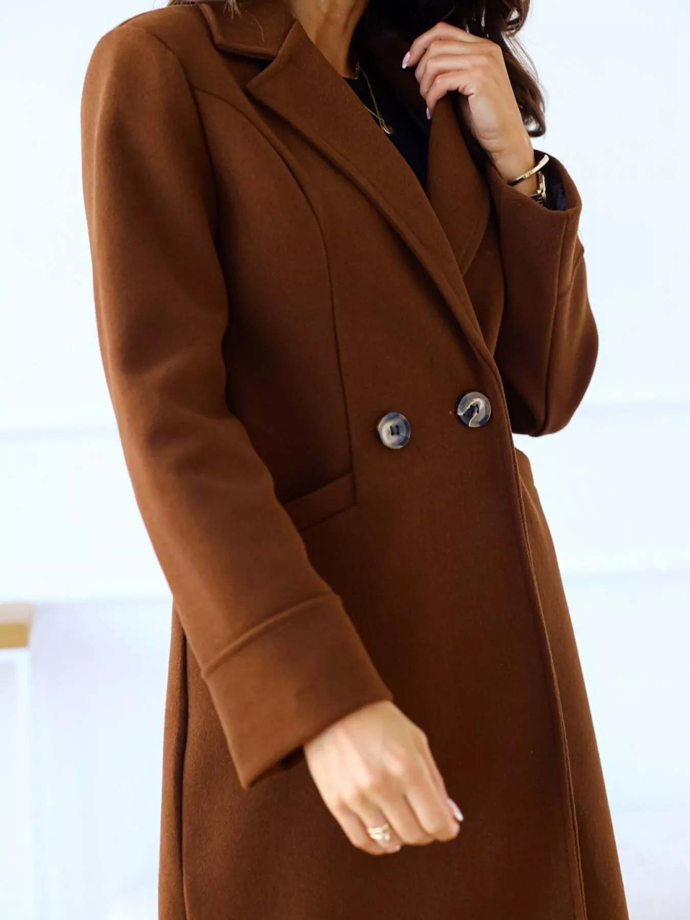 Lapel Collar Wool Blend Overcoat - Image 9
