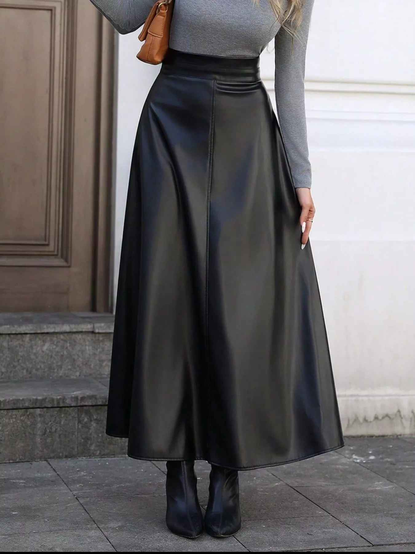 Leather A-Line Midi Skirt - Image 5