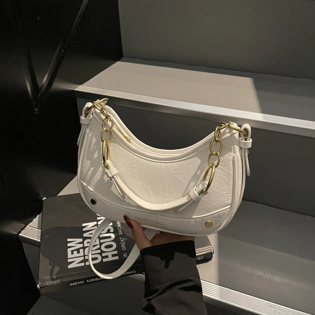 Leather Crescent Shoulder Bag