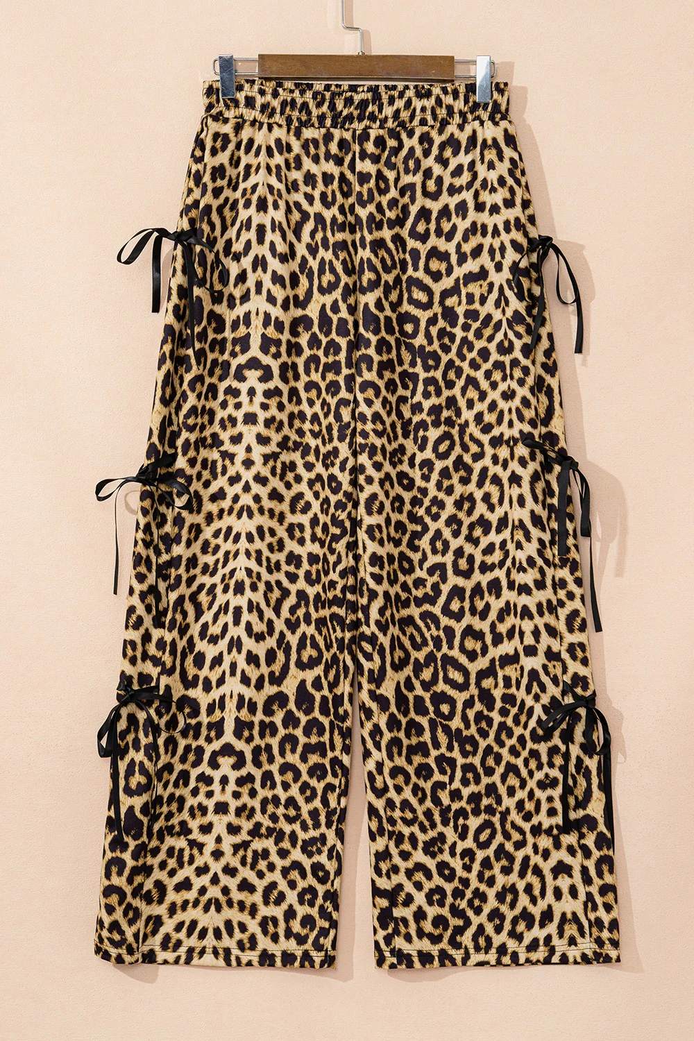 Leopard Bow Tie Elastic Waist Pants - Image 4