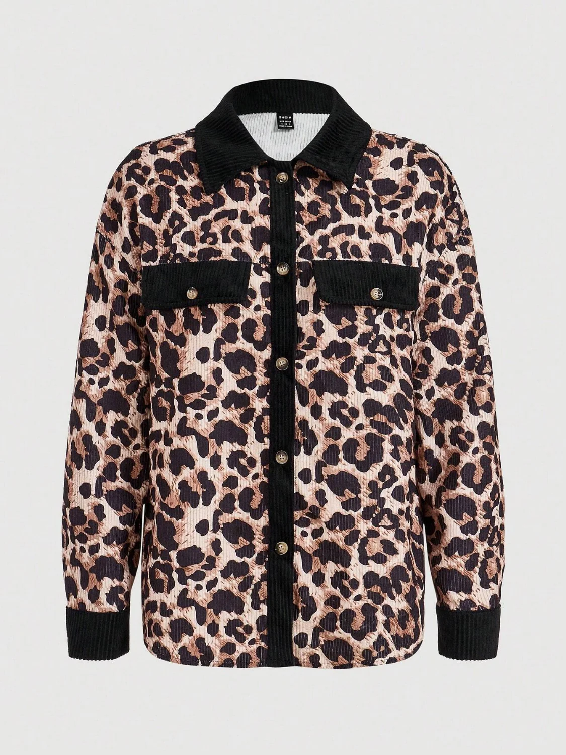 Leopard Collared Neck Button Up Jackets - Image 6