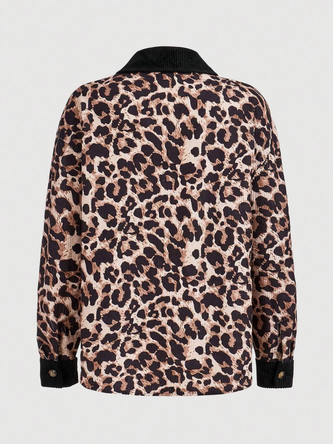 Leopard Collared Neck Button Up Jackets - Image 7