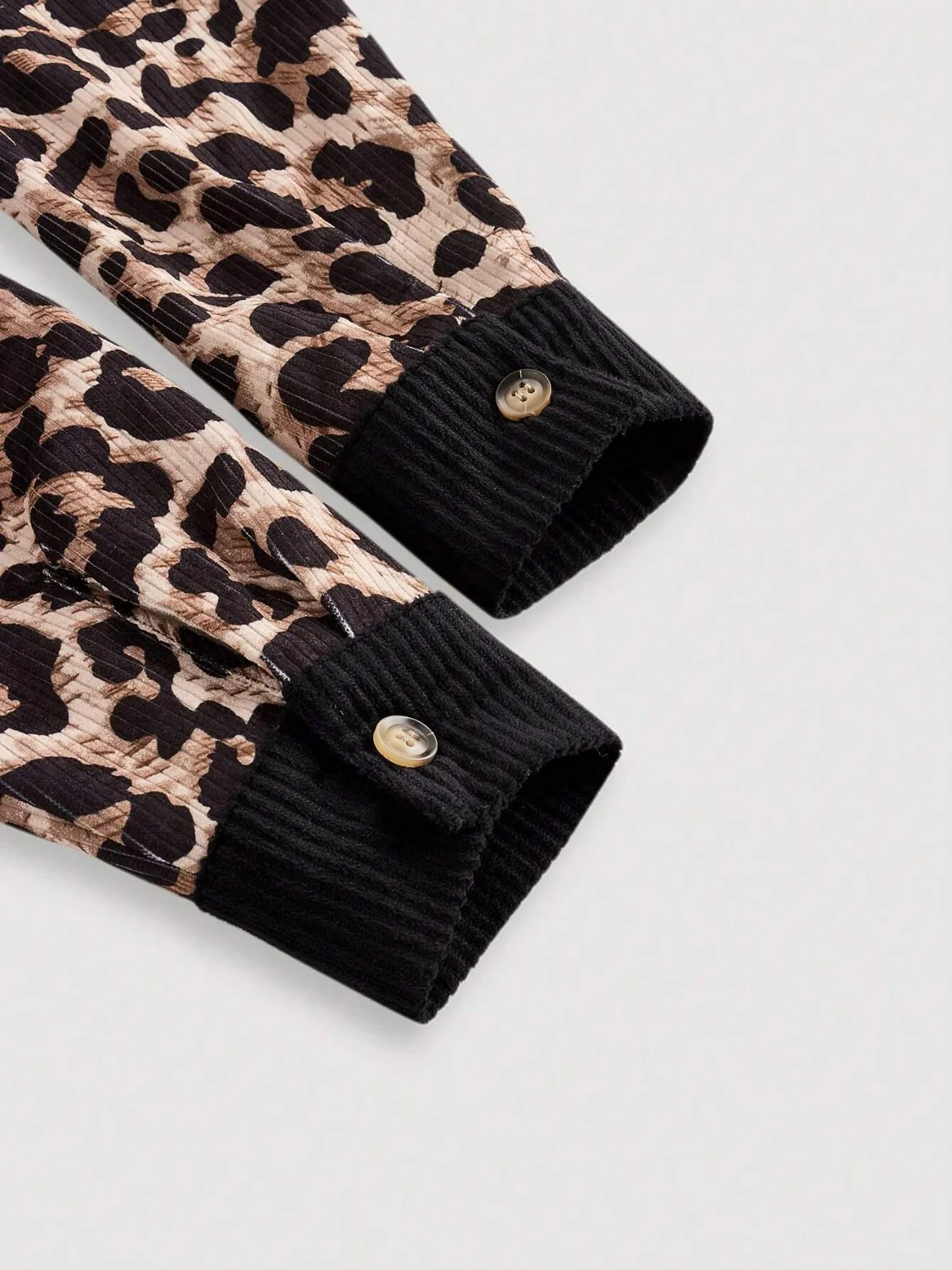 Leopard Collared Neck Button Up Jackets - Image 8