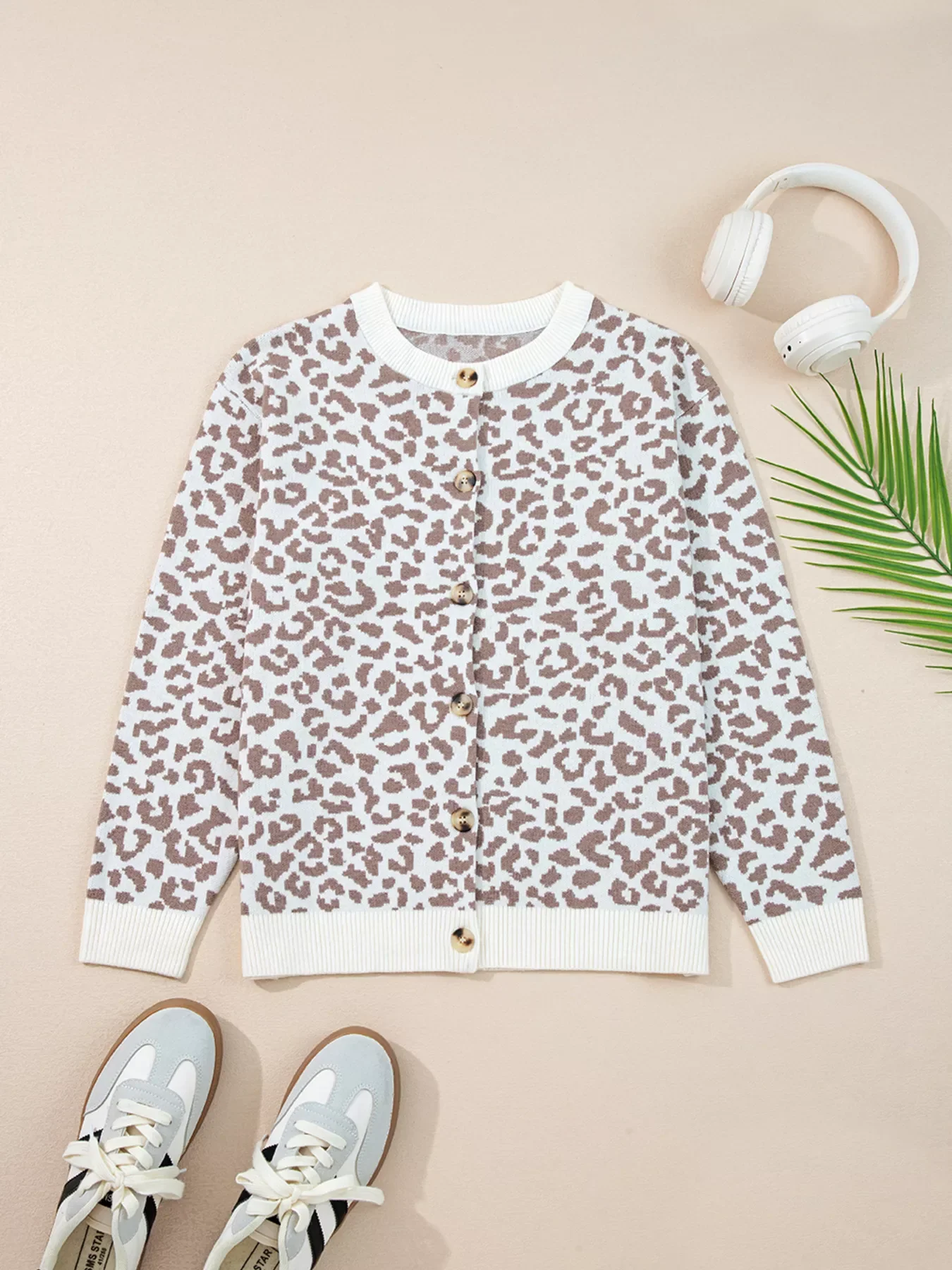 Leopard Drop Shoulder Chunky Knitted Cardigan - Image 16