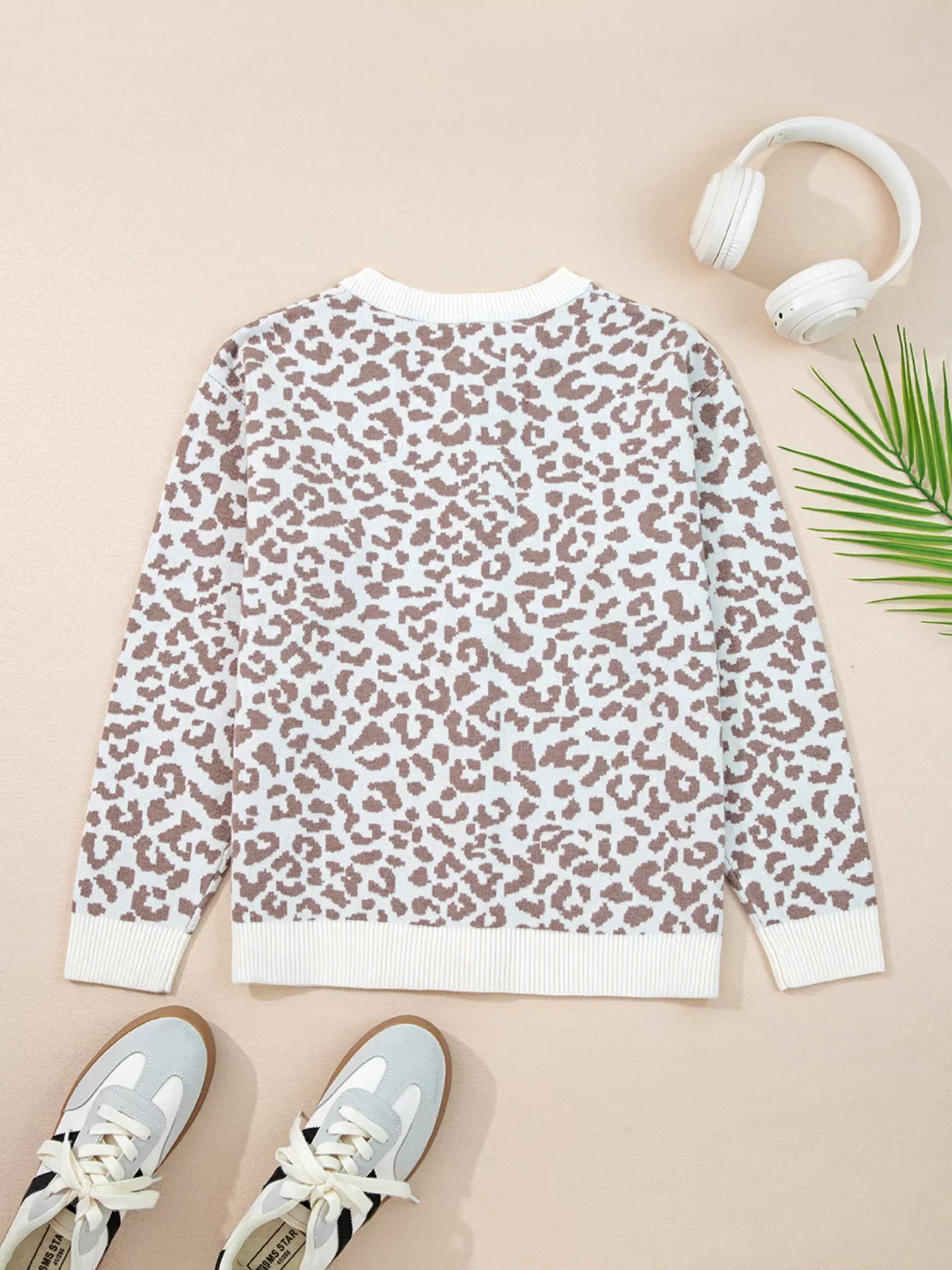 Leopard Drop Shoulder Chunky Knitted Cardigan - Image 17