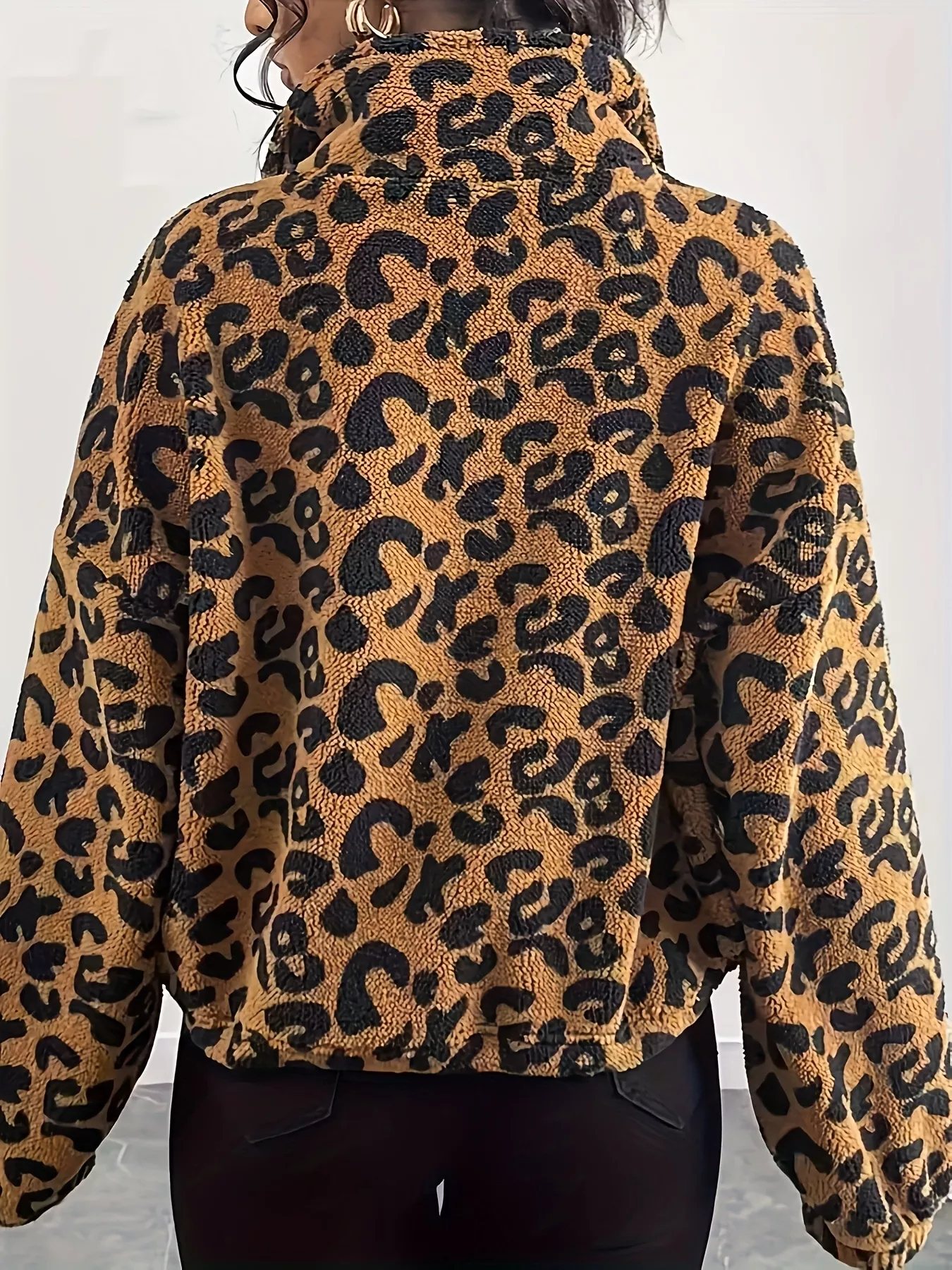 Leopard Fleece Zip-Up Jacket - Image 2