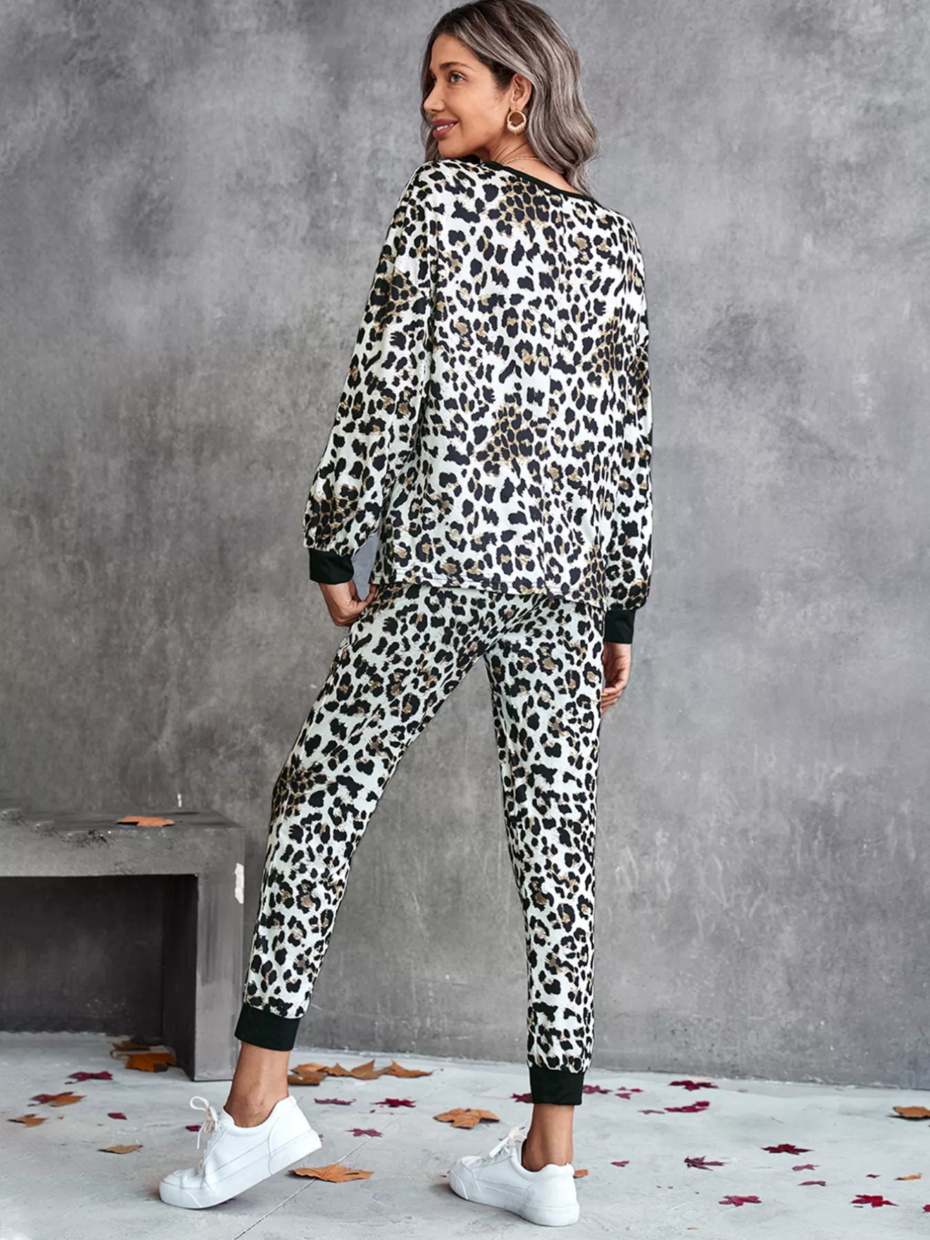 Leopard Long Sleeve Top and Pants Set - Image 3