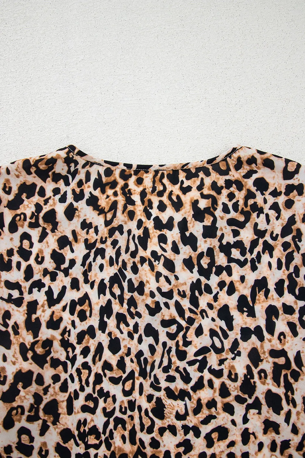 Leopard Notched Half Sleeve Blouse - Image 6