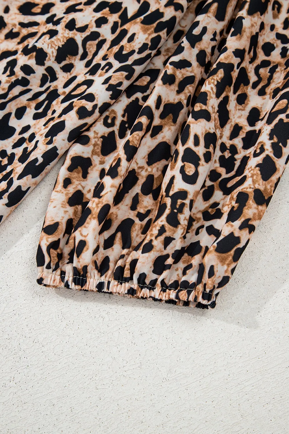 Leopard Notched Half Sleeve Blouse - Image 7