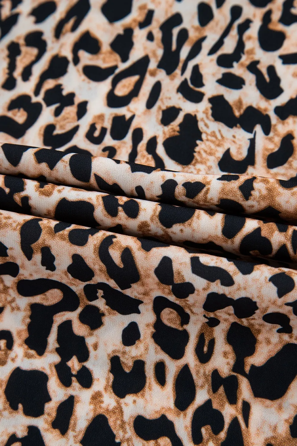 Leopard Notched Half Sleeve Blouse - Image 8