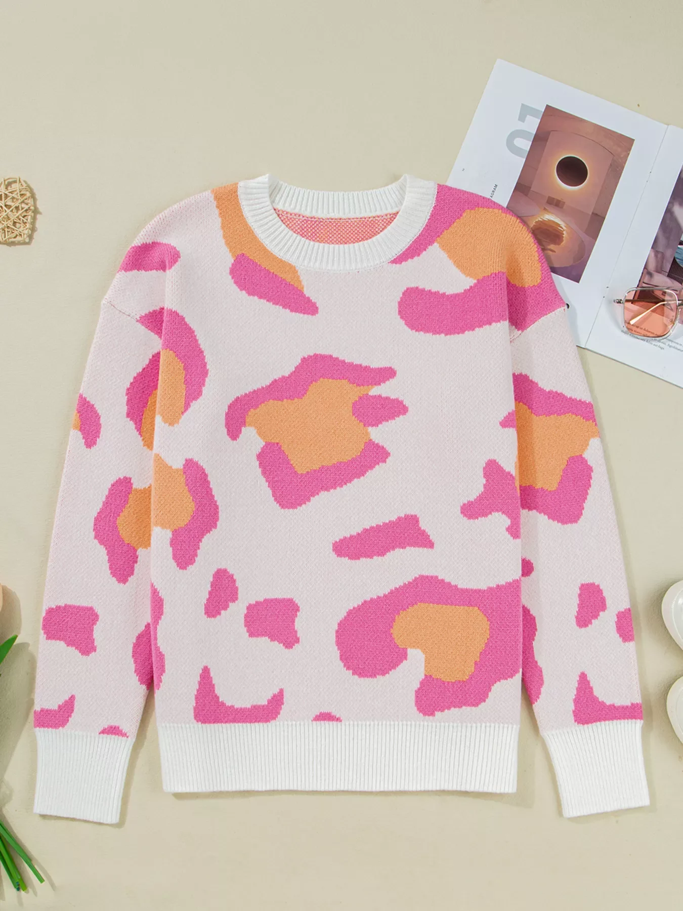 Leopard Print Drop Shoulder Baggy Sweater - Image 3