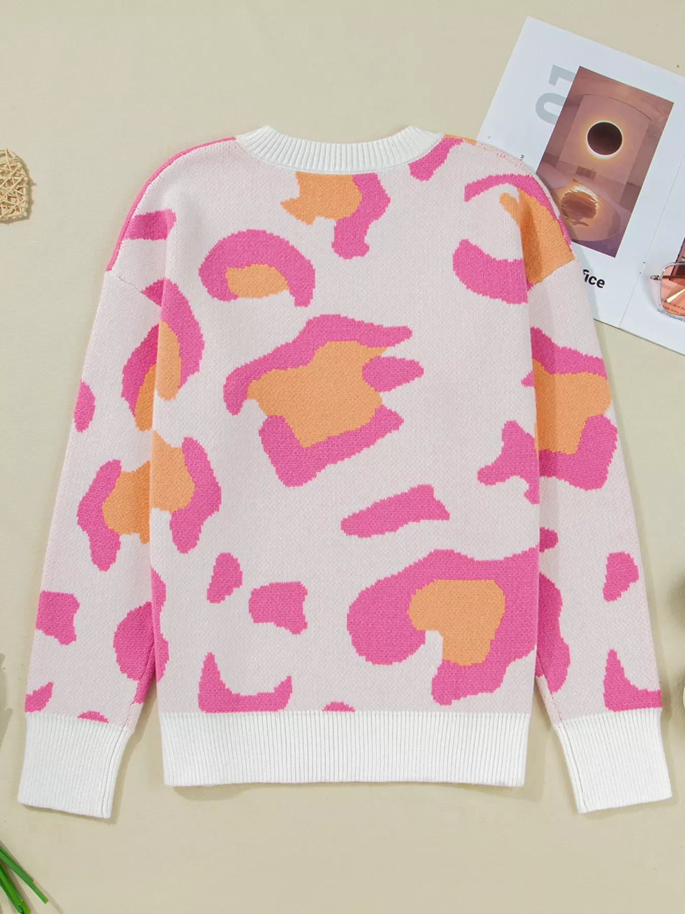 Leopard Print Drop Shoulder Baggy Sweater - Image 4