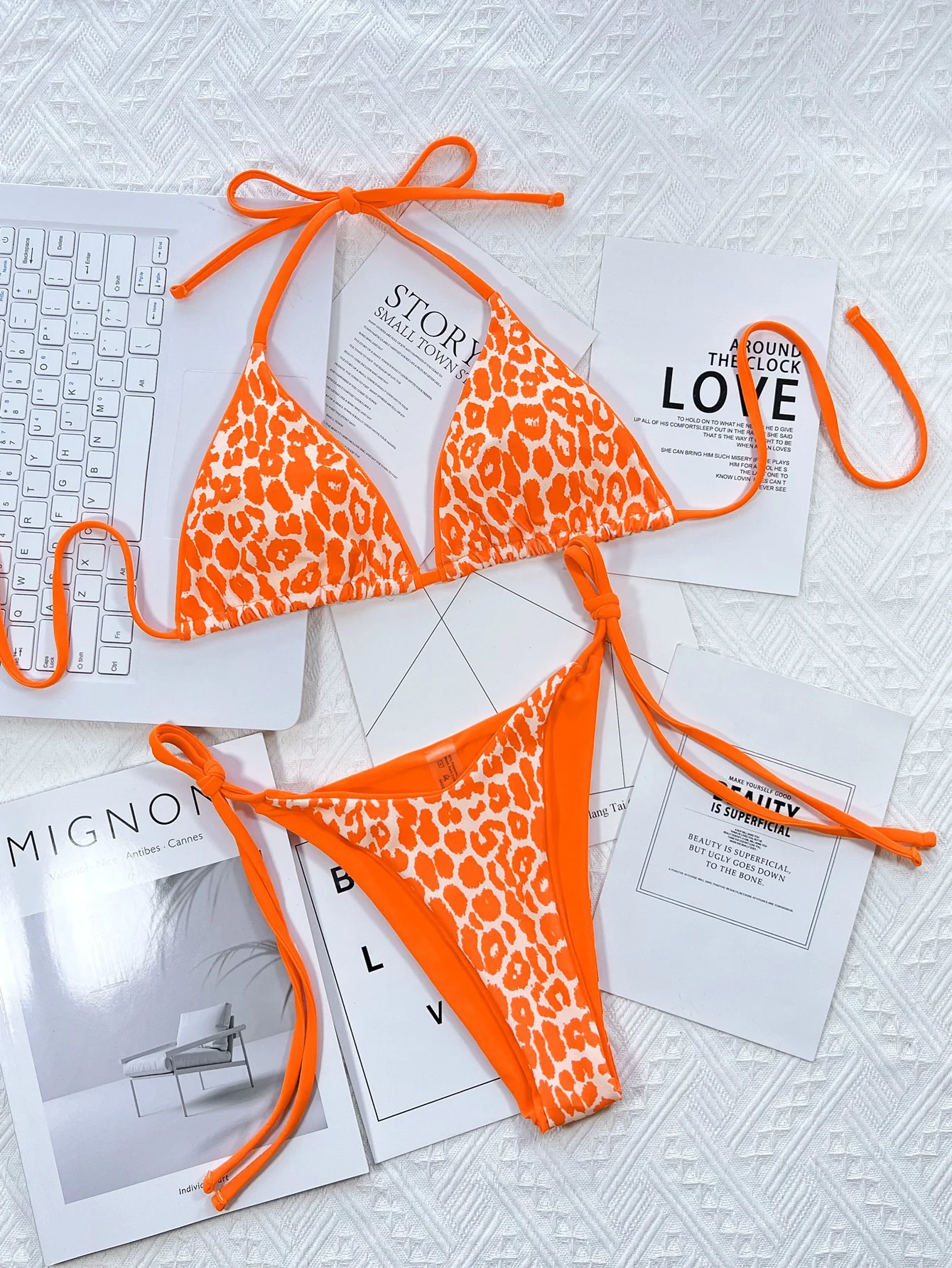 Leopard Print Halter Neck Tie Side Bikini Set - Image 15
