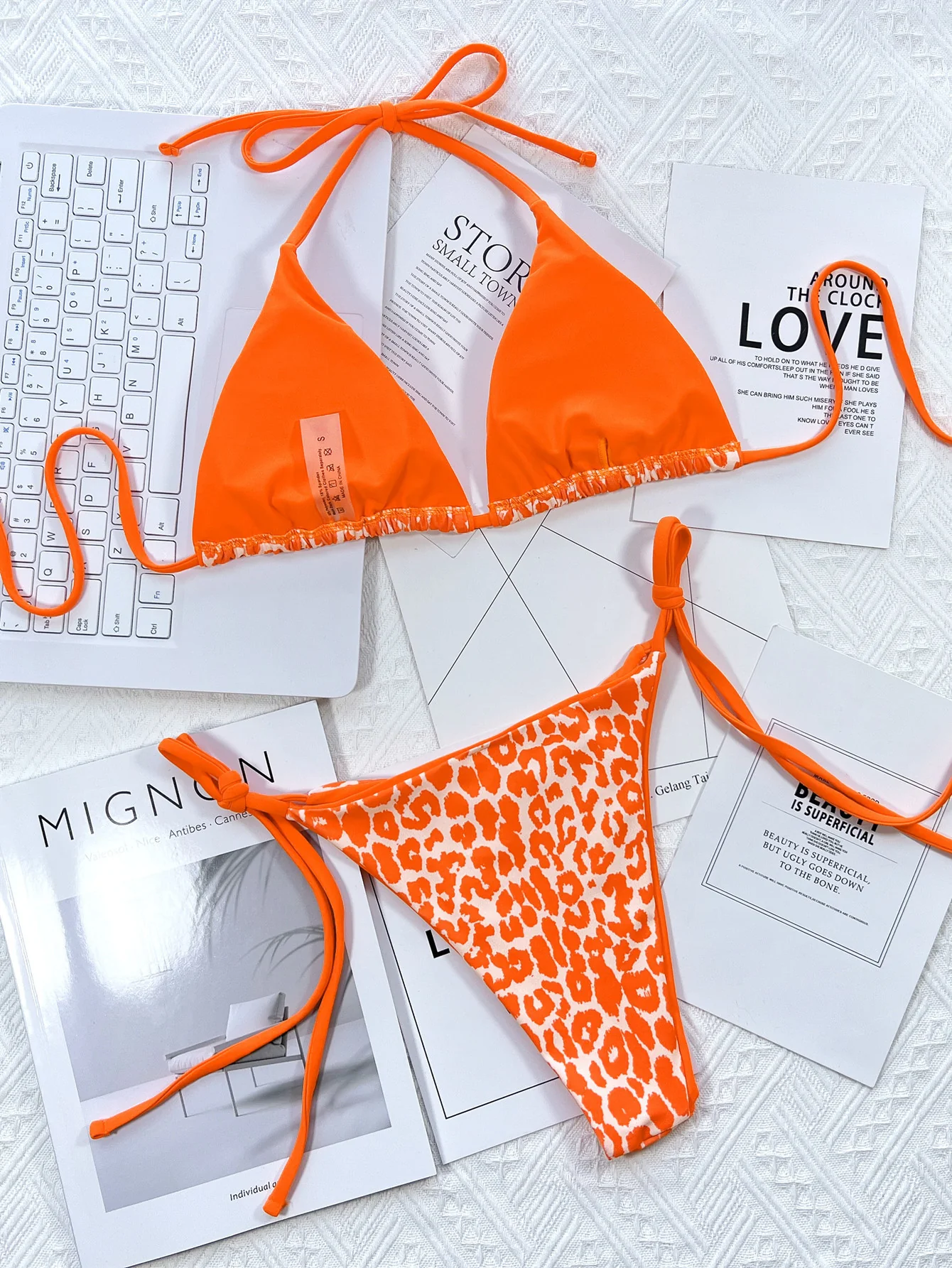 Leopard Print Halter Neck Tie Side Bikini Set - Image 16