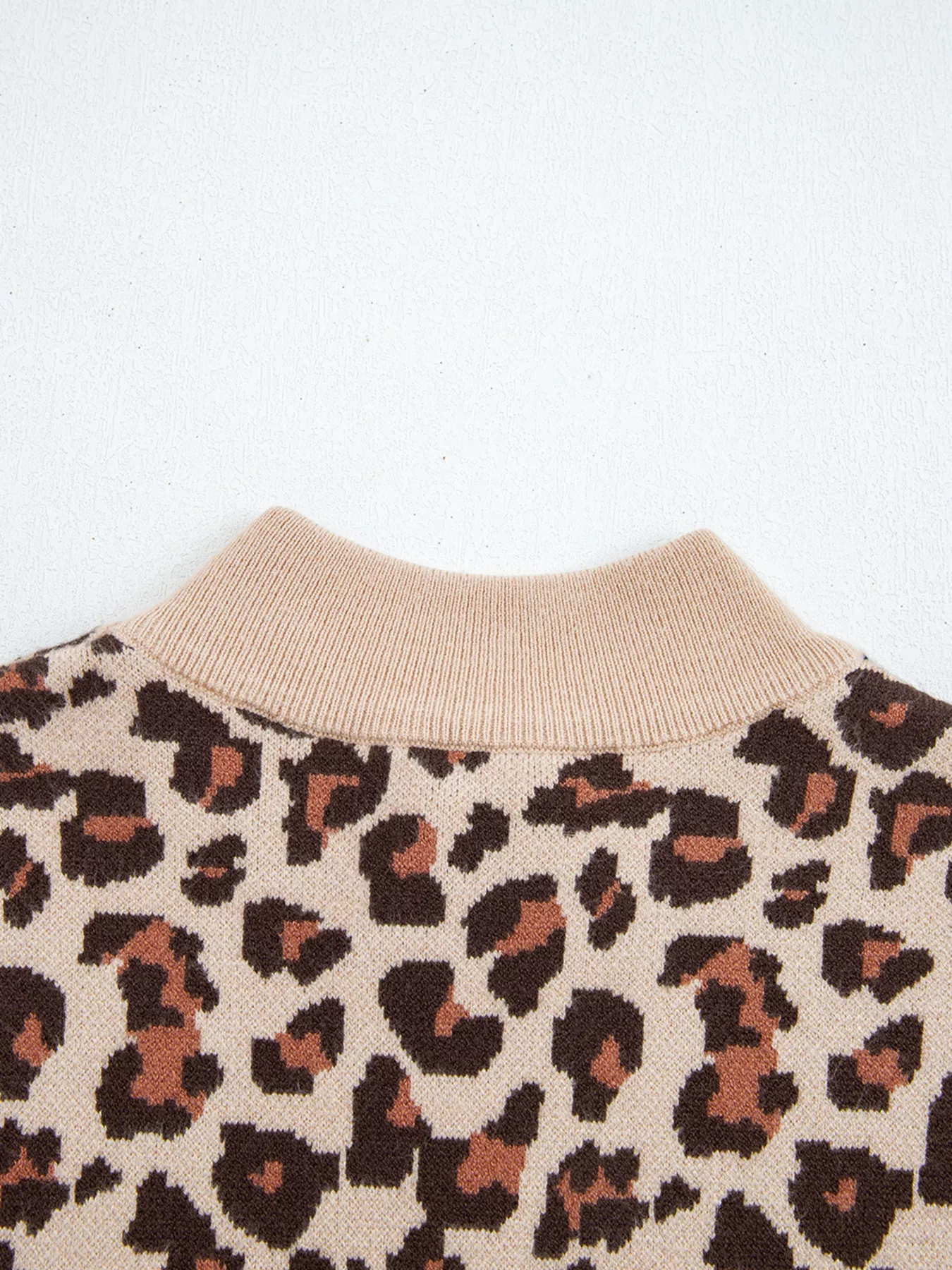Leopard Print High Neck Shift Mini Sweater Dress - Image 6