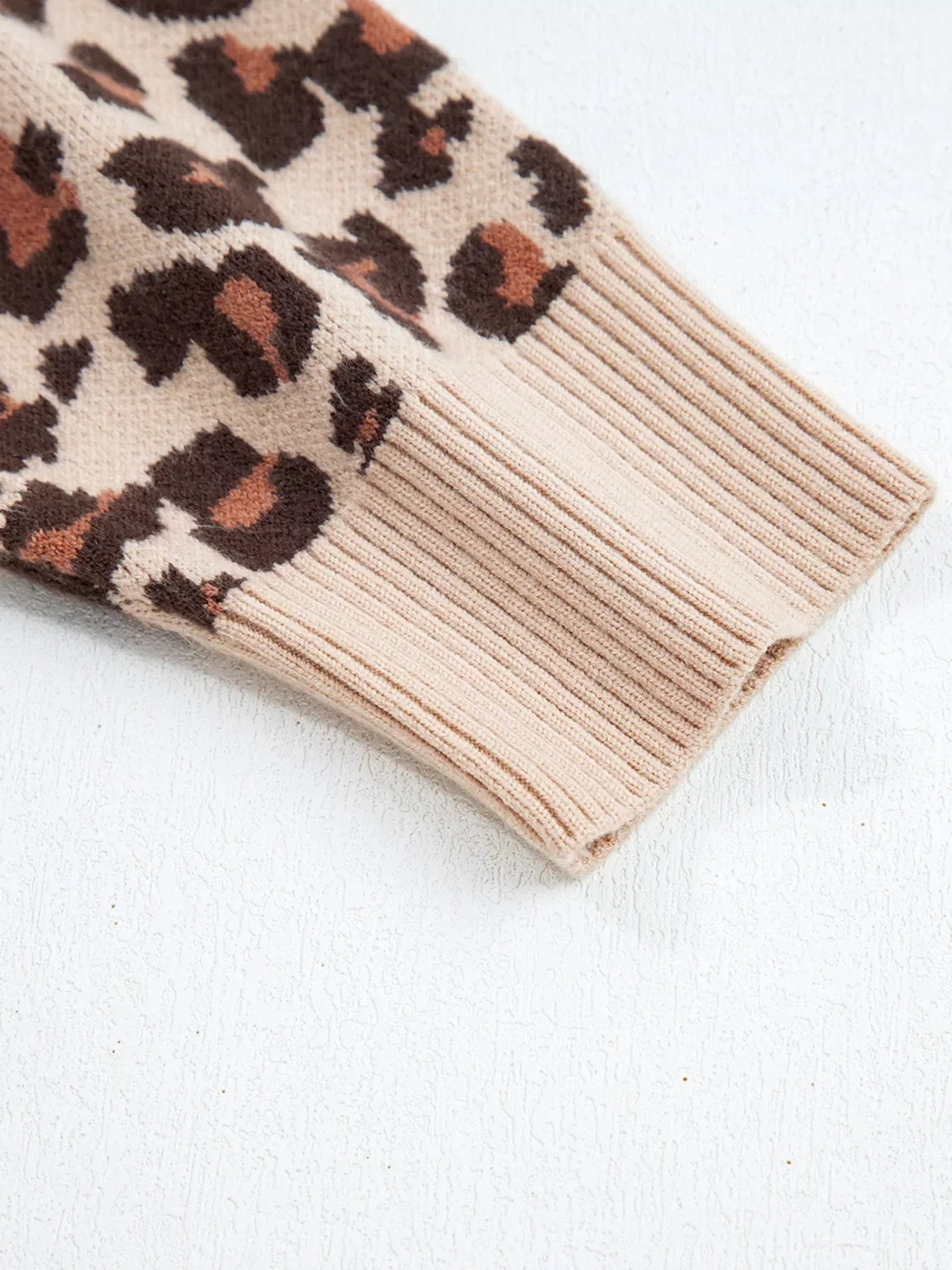 Leopard Print High Neck Shift Mini Sweater Dress - Image 7