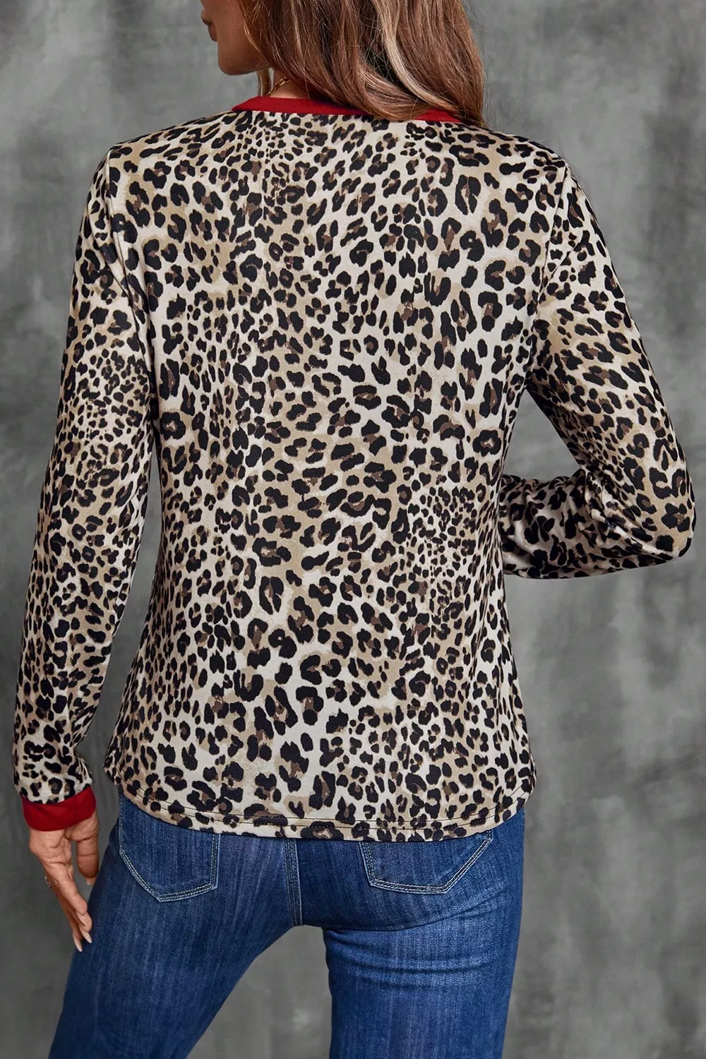 Leopard Print Long Sleeve Blouse - Image 2