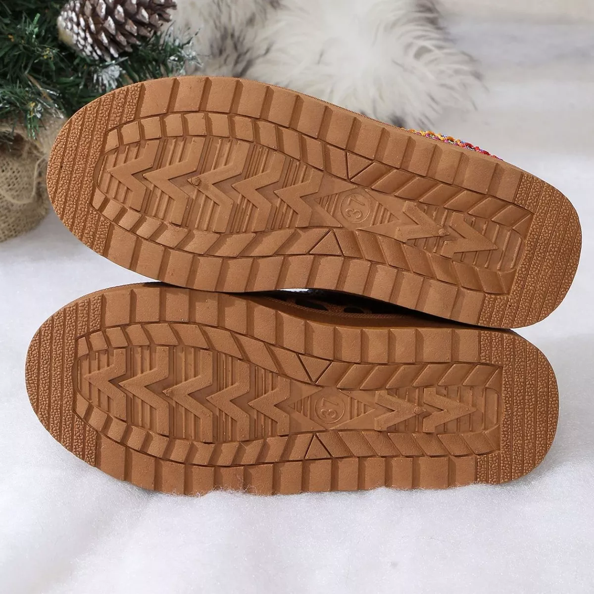 Leopard Print Plush Lined Warm Slip-Ons - Image 11
