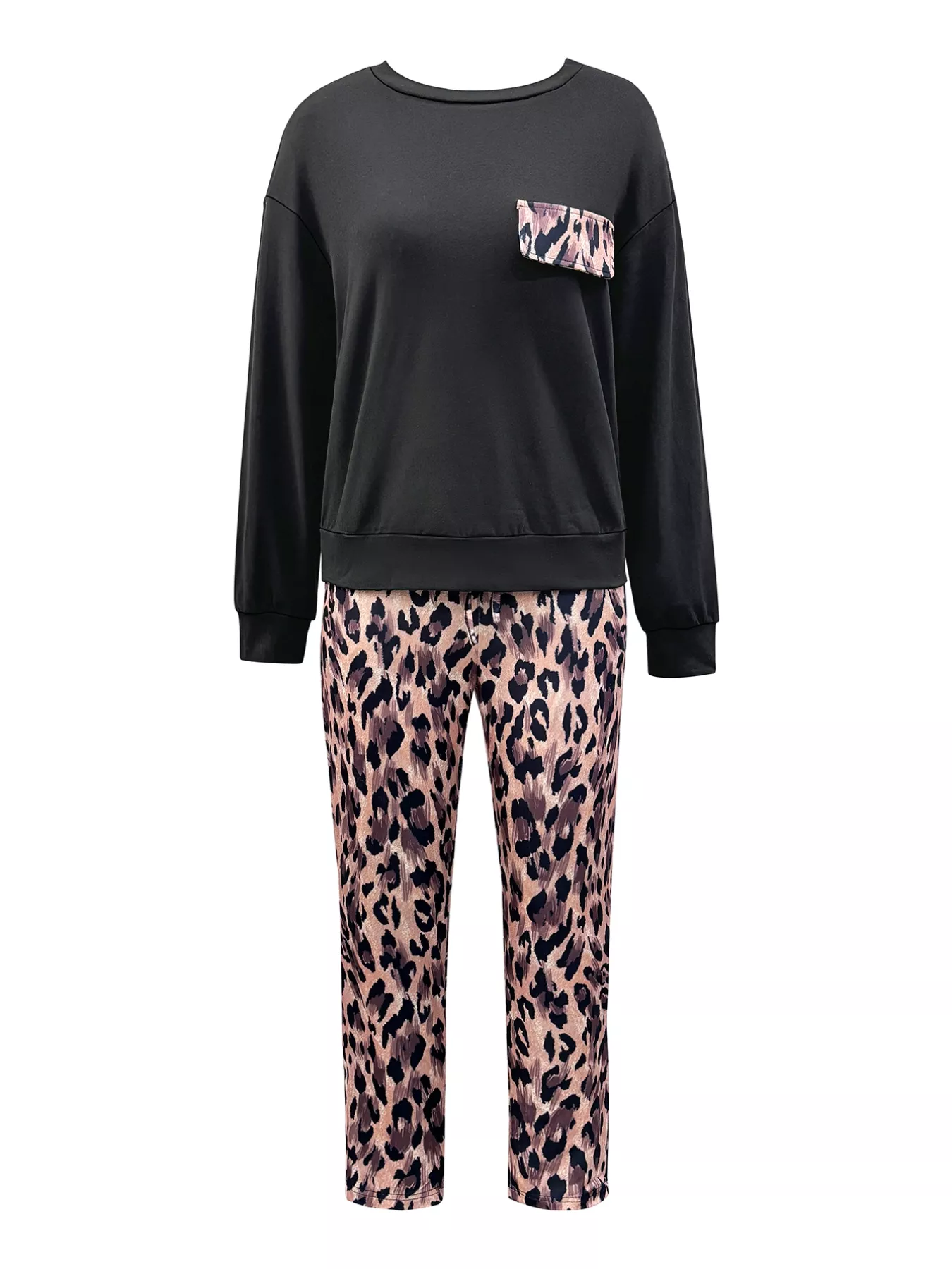 Leopard Print Top and Pants Set - Image 3