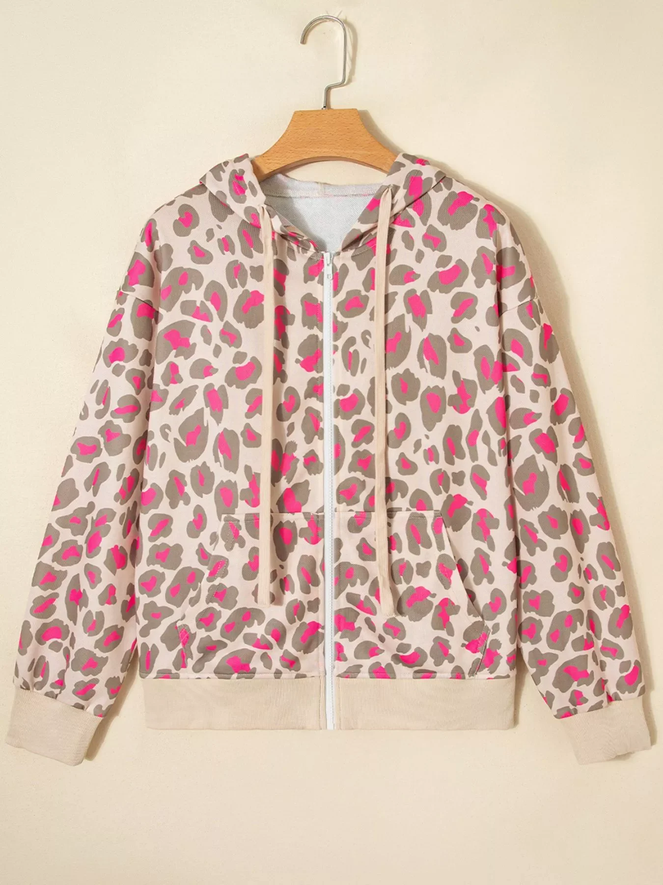 Leopard Print Zip-Up Hoodie - Image 3