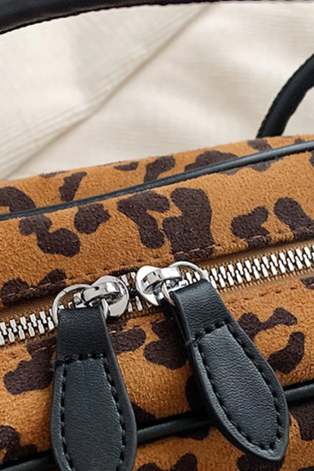 Leopard Suede Medium Shoulder Bag - Image 3