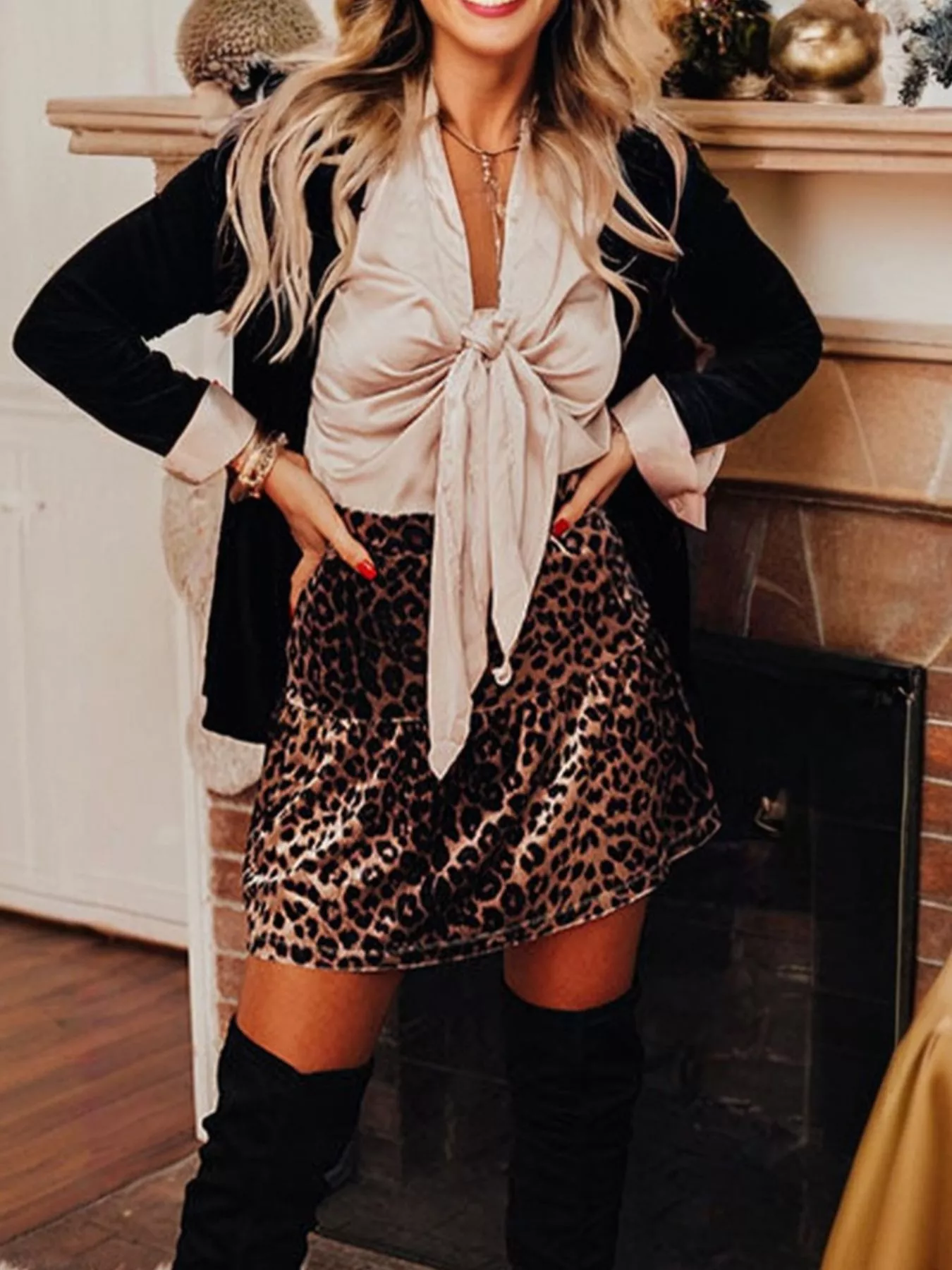 Leopard Tiered Mini Skirt - Image 3