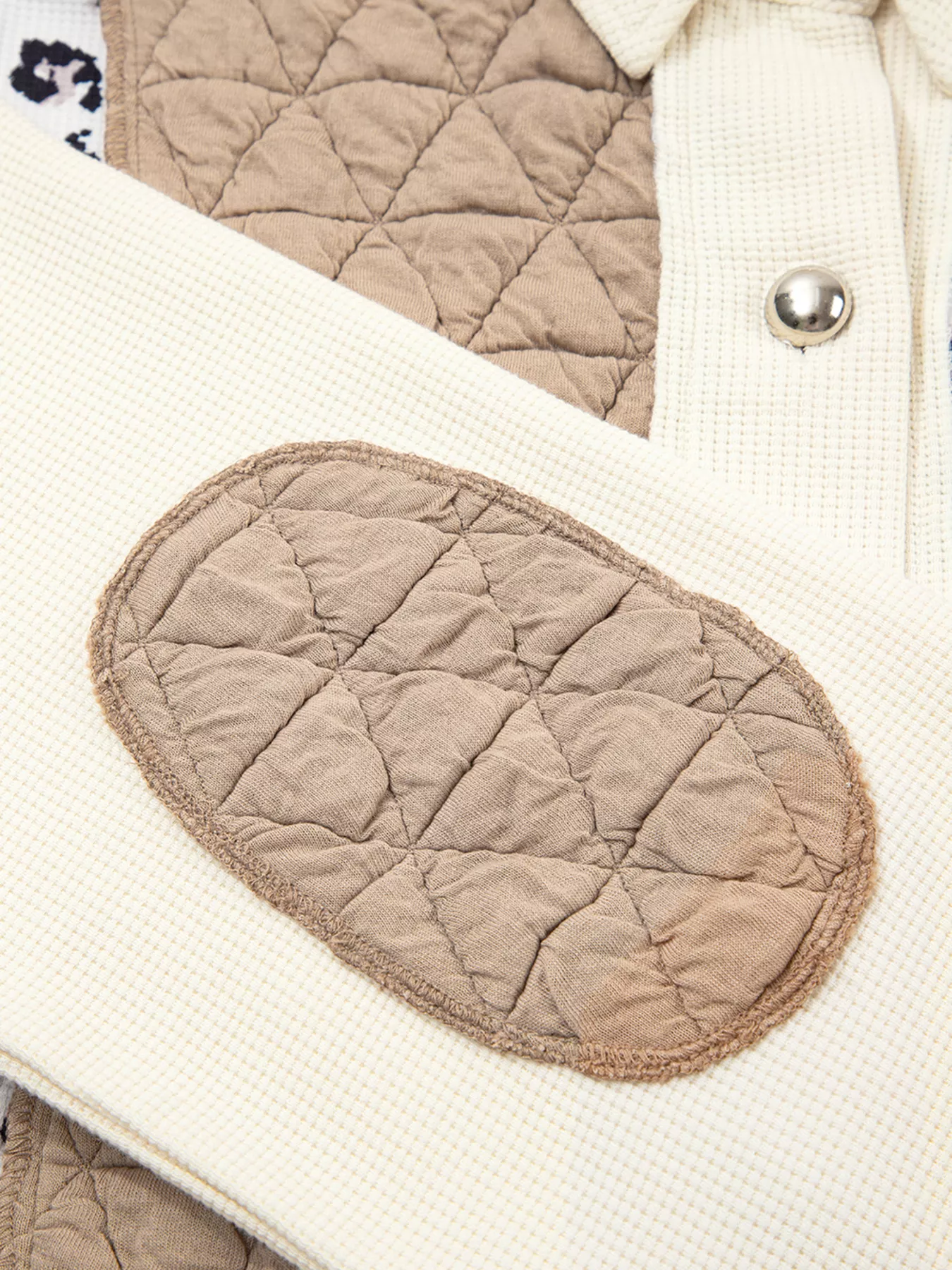 Leopard Waffle Quilted Patchwork Button Front Jacket - Image 10