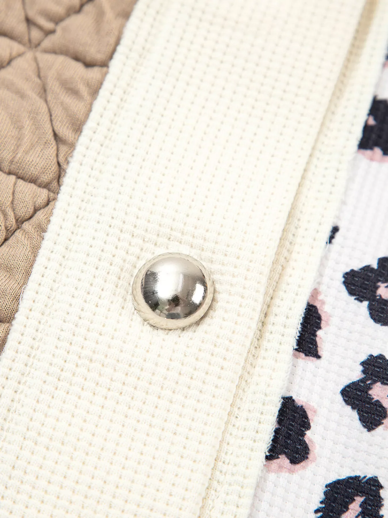Leopard Waffle Quilted Patchwork Button Front Jacket - Image 12