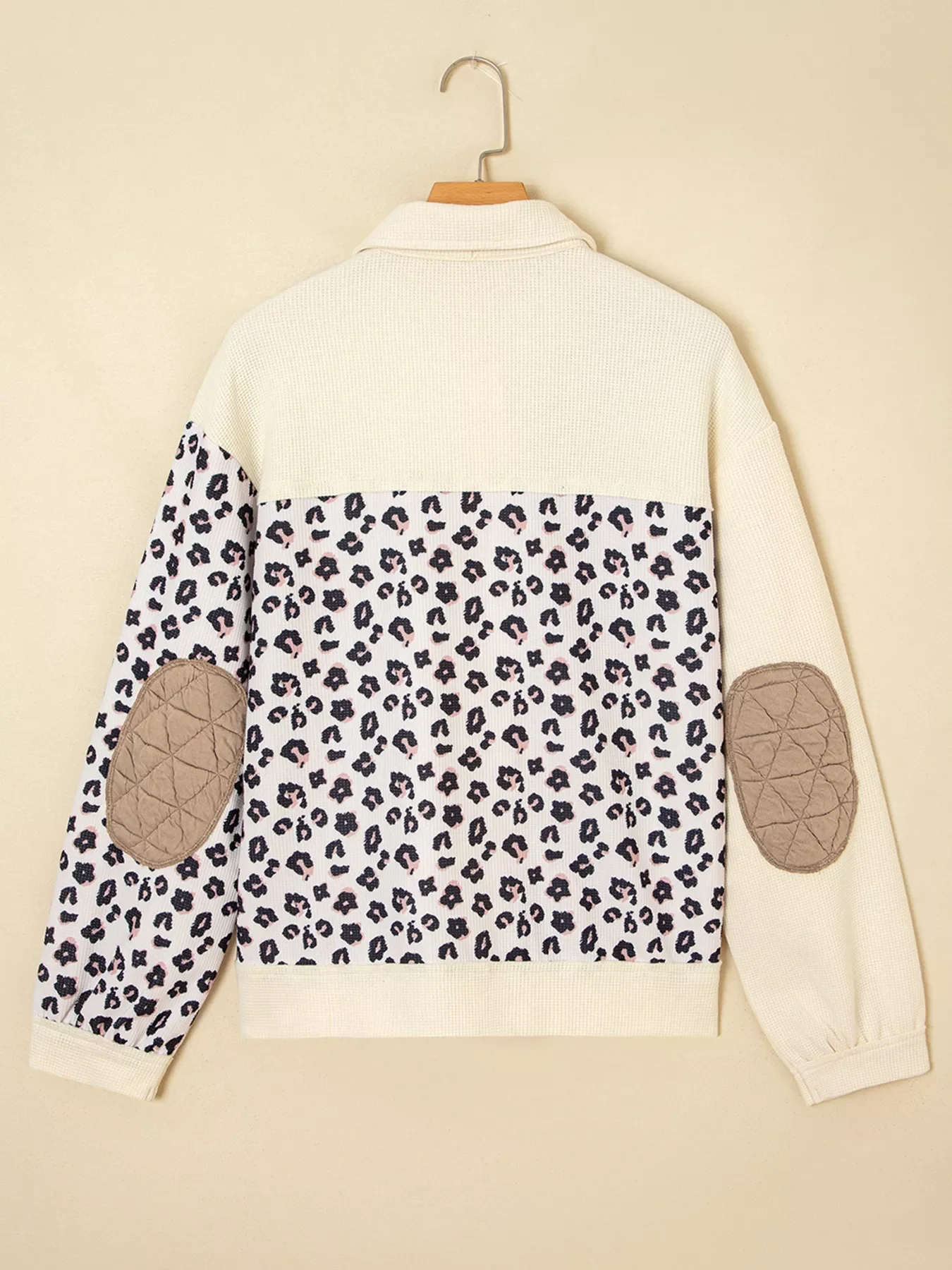 Leopard Waffle Quilted Patchwork Button Front Jacket - Image 6