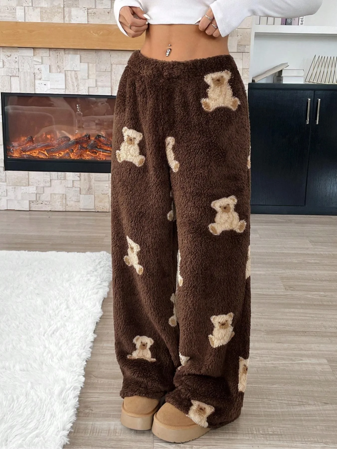 Leopard Wide Leg Plush Pants - Image 12