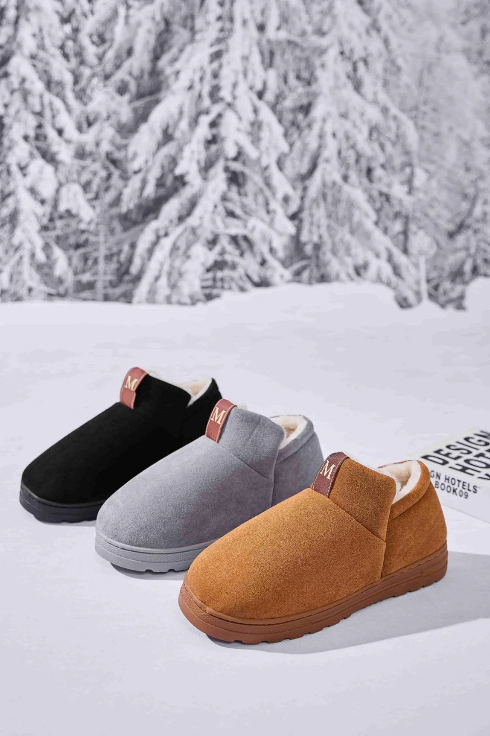 Letter M Suede Round Toe Slippers - Image 2