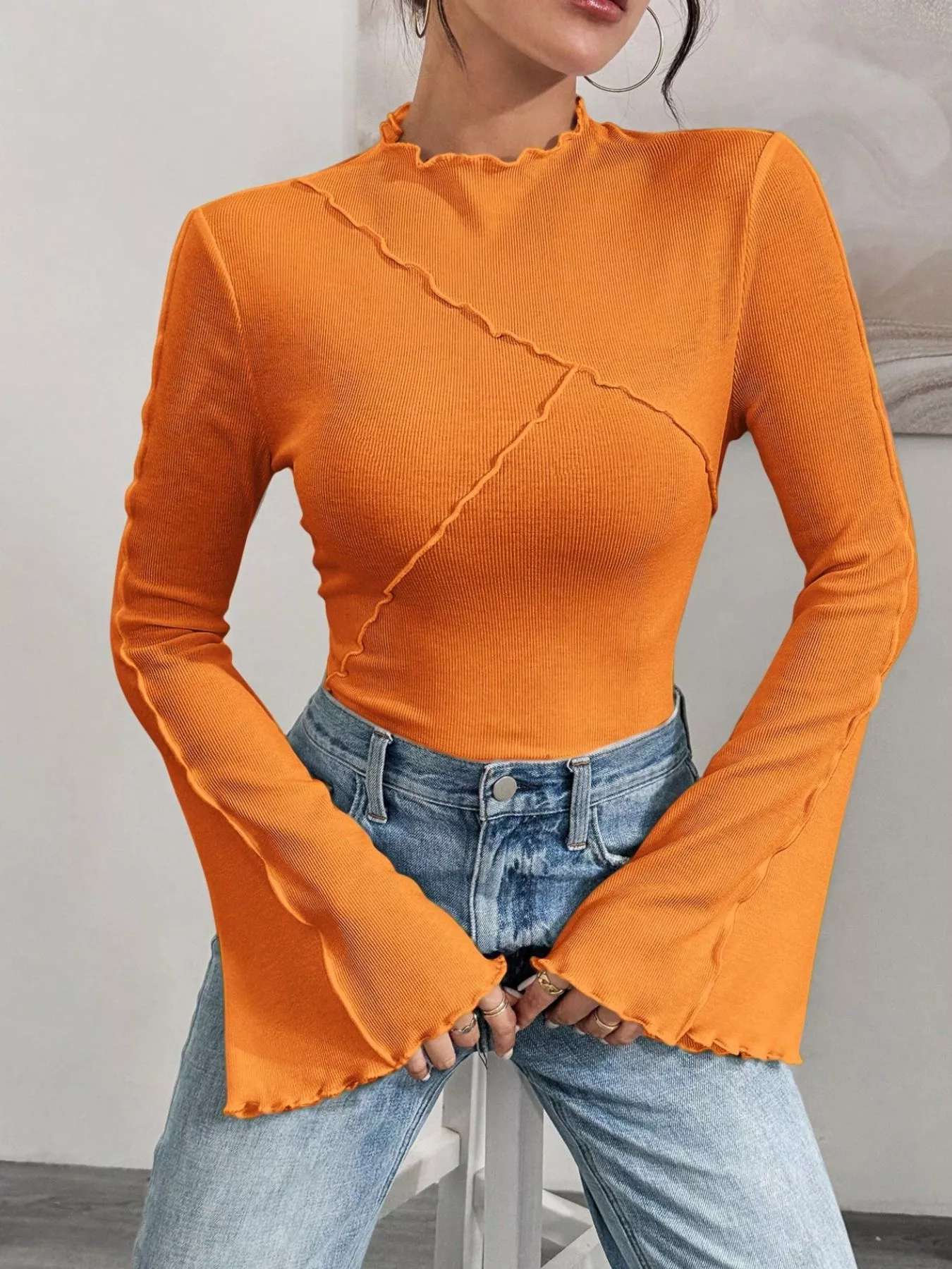 Lettuce Edge Flare Sleeve Top - Image 19