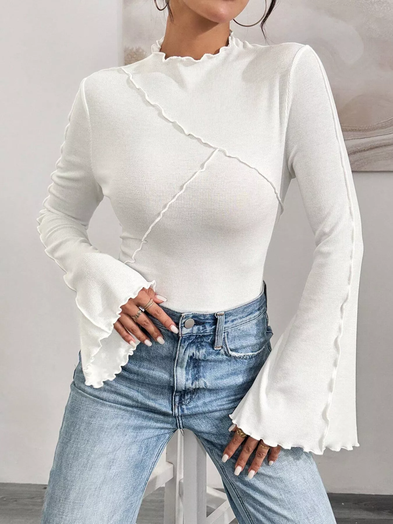 Lettuce Edge Flare Sleeve Top - Image 2