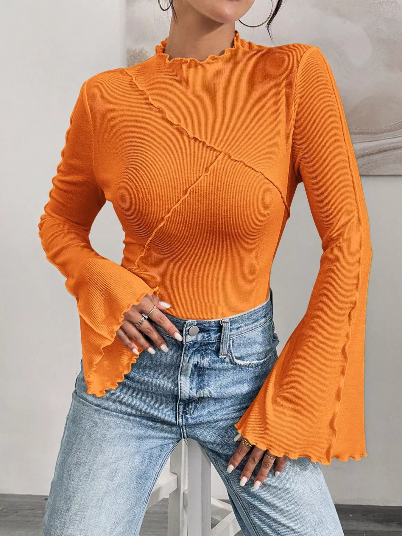 Lettuce Edge Flare Sleeve Top - Image 21