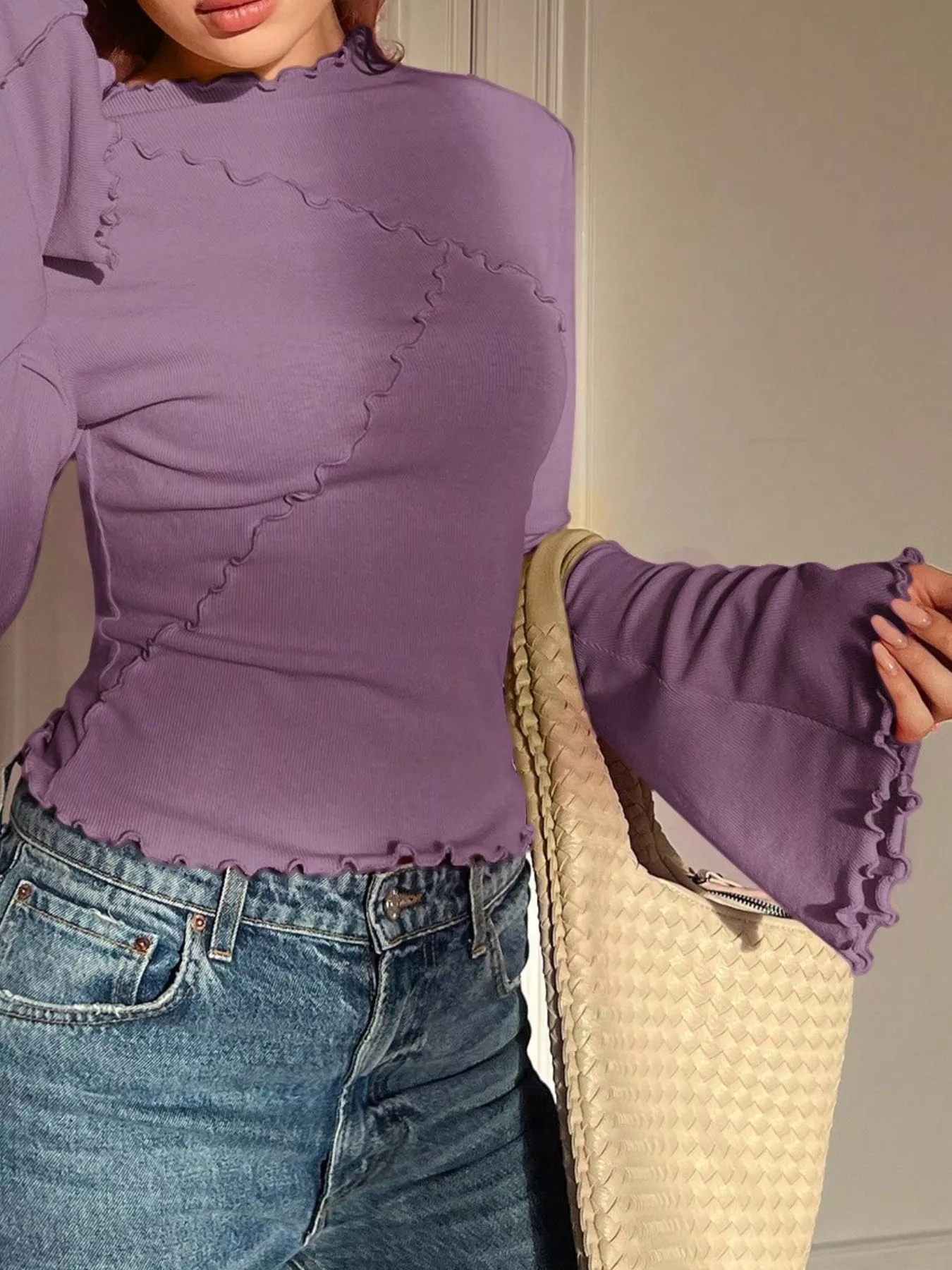 Lettuce Edge Flare Sleeve Top - Image 29