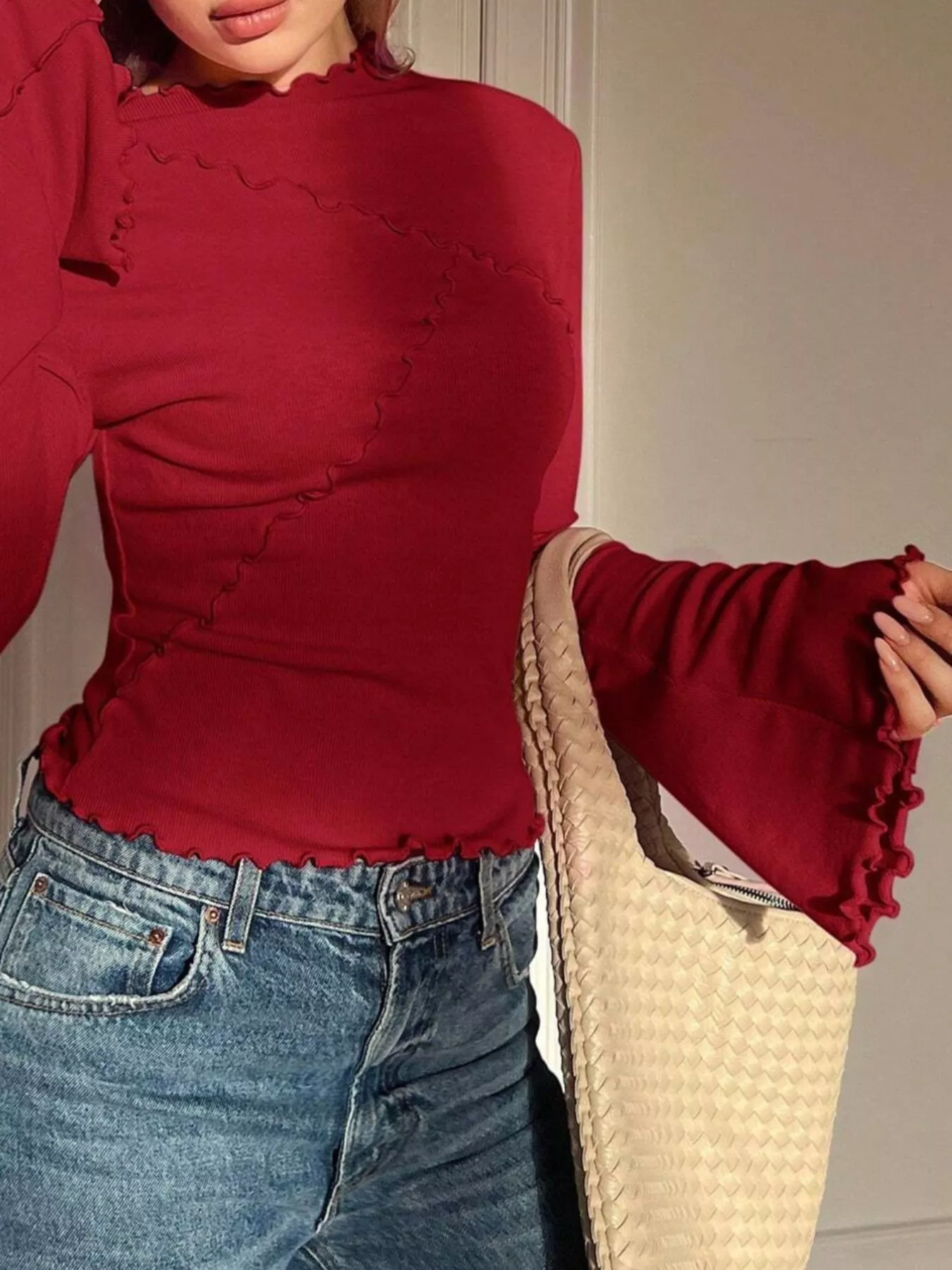 Lettuce Edge Flare Sleeve Top - Image 33