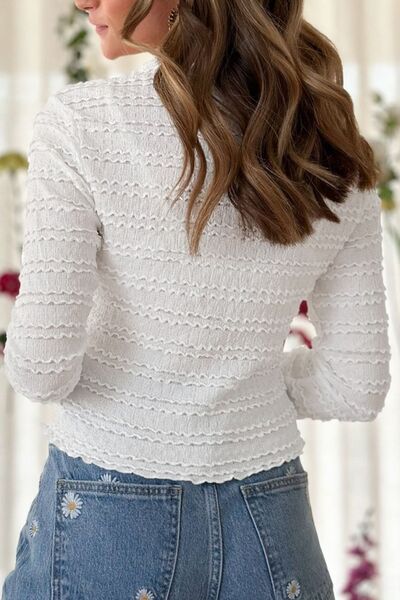 Long Sleeve Jacquard Slim Top - Image 3
