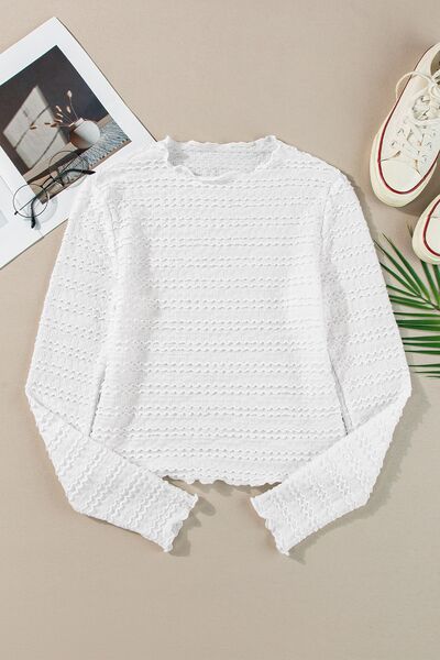 Long Sleeve Jacquard Slim Top - Image 4