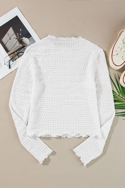 Long Sleeve Jacquard Slim Top - Image 5
