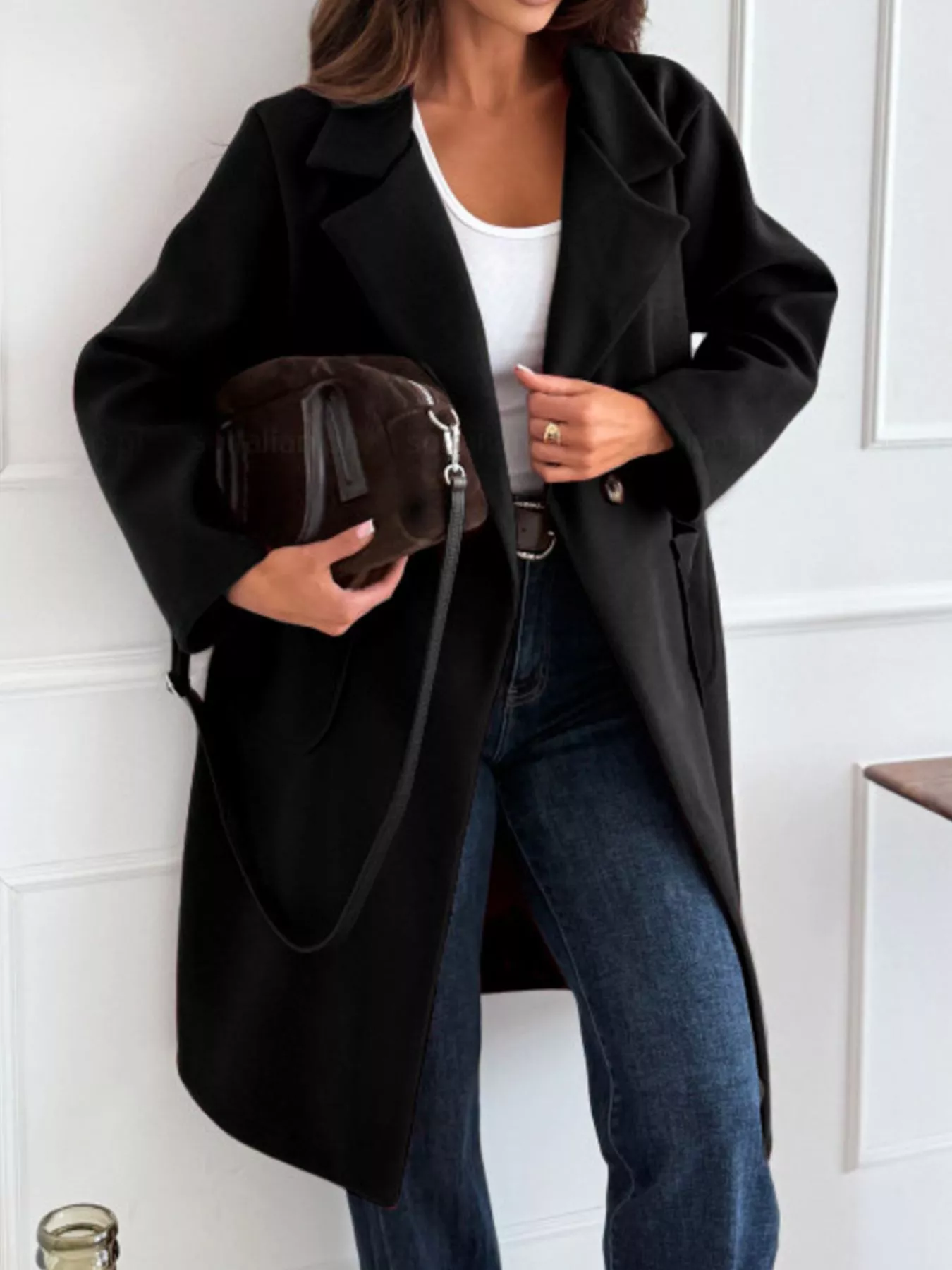 Long-Sleeve Single-Breasted Trench Coat - Image 10