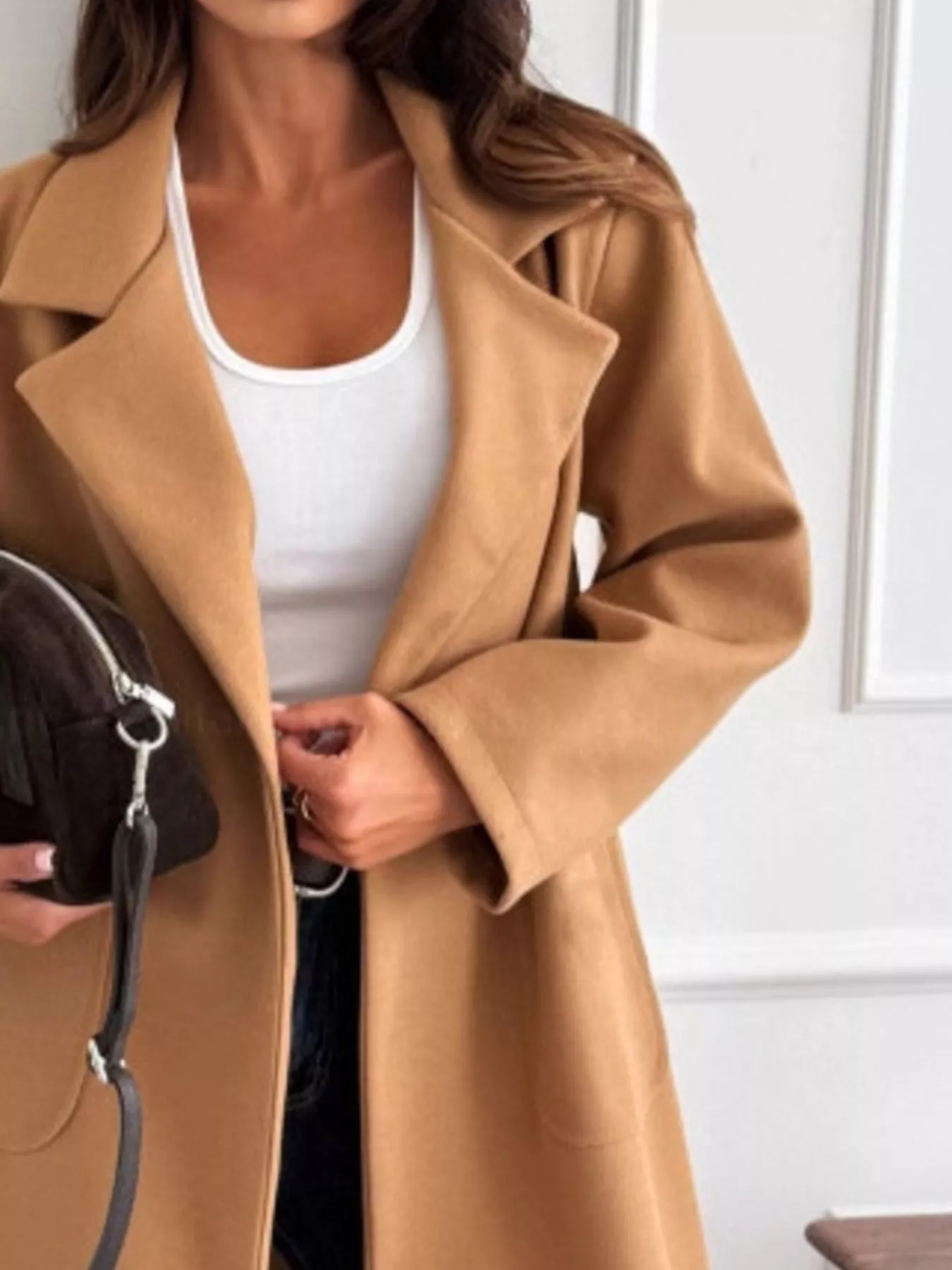 Long-Sleeve Single-Breasted Trench Coat - Image 2