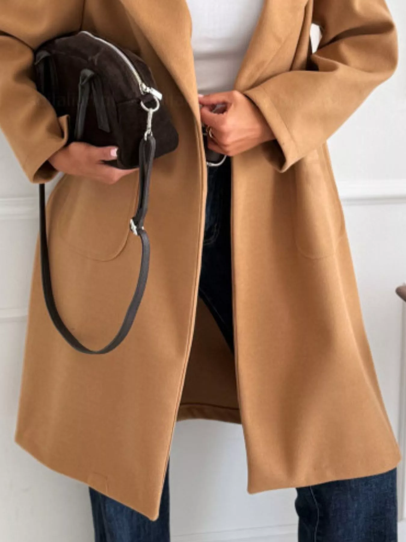 Long-Sleeve Single-Breasted Trench Coat - Image 3