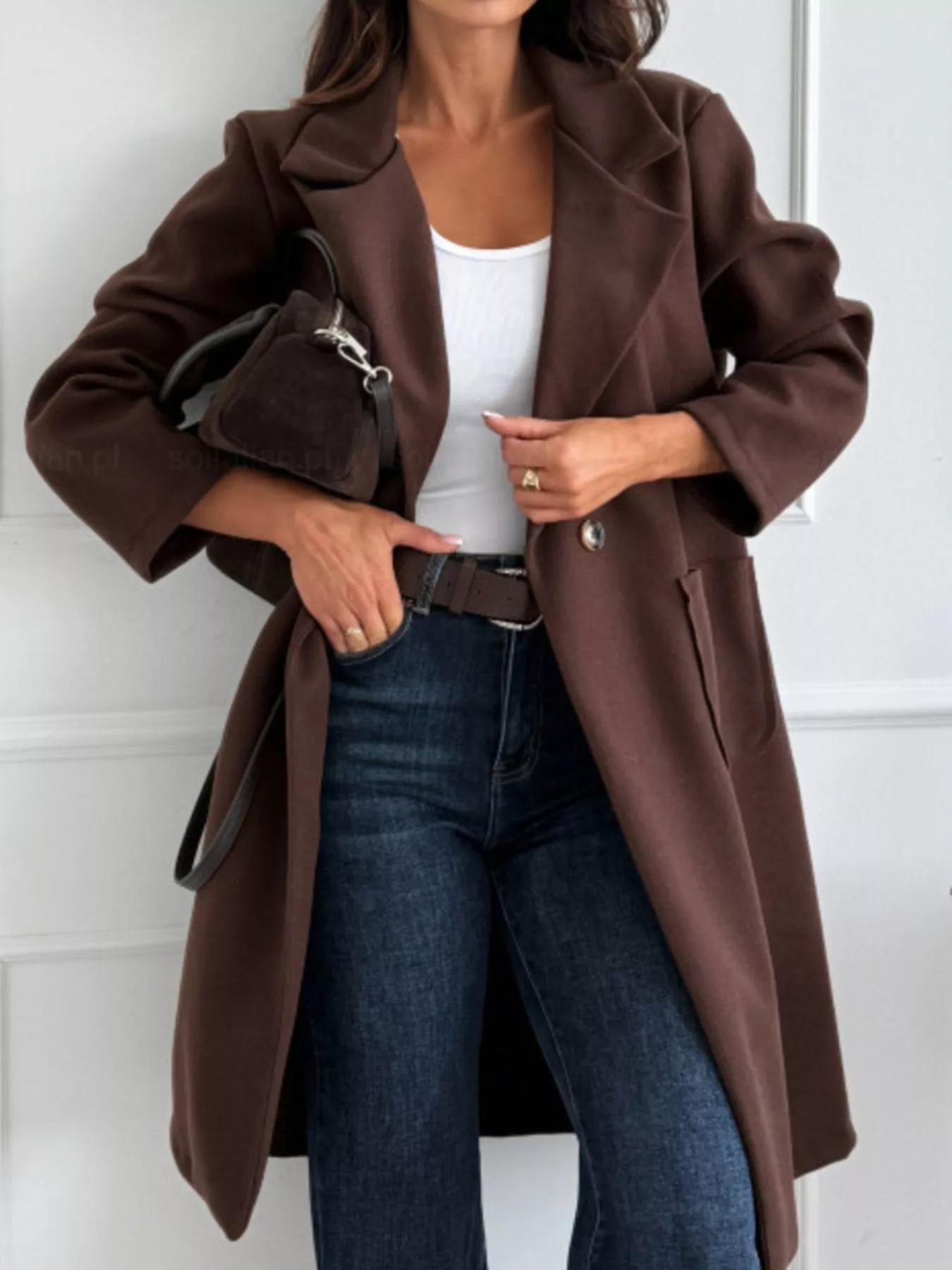 Long-Sleeve Single-Breasted Trench Coat - Image 4