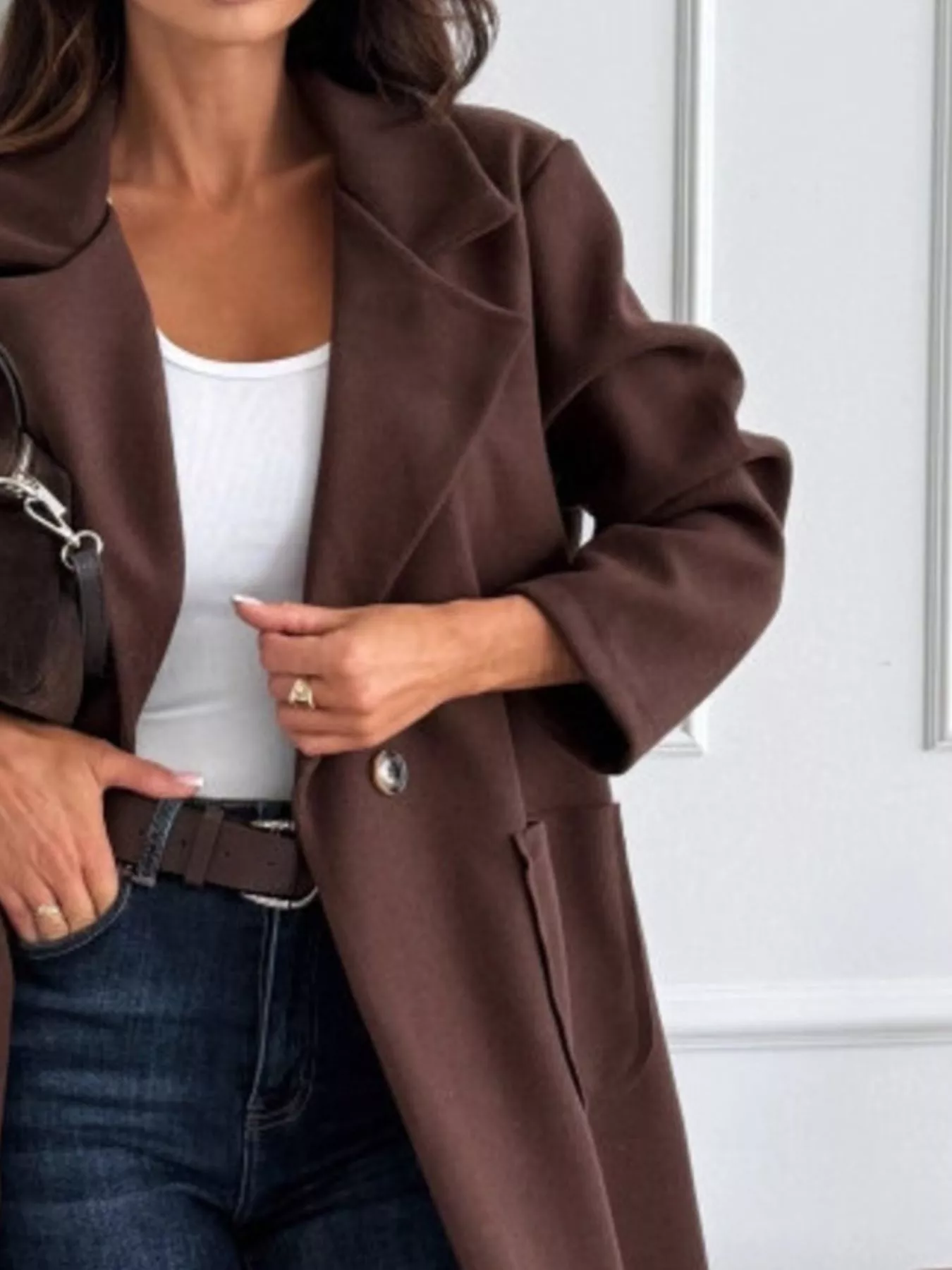 Long-Sleeve Single-Breasted Trench Coat - Image 5
