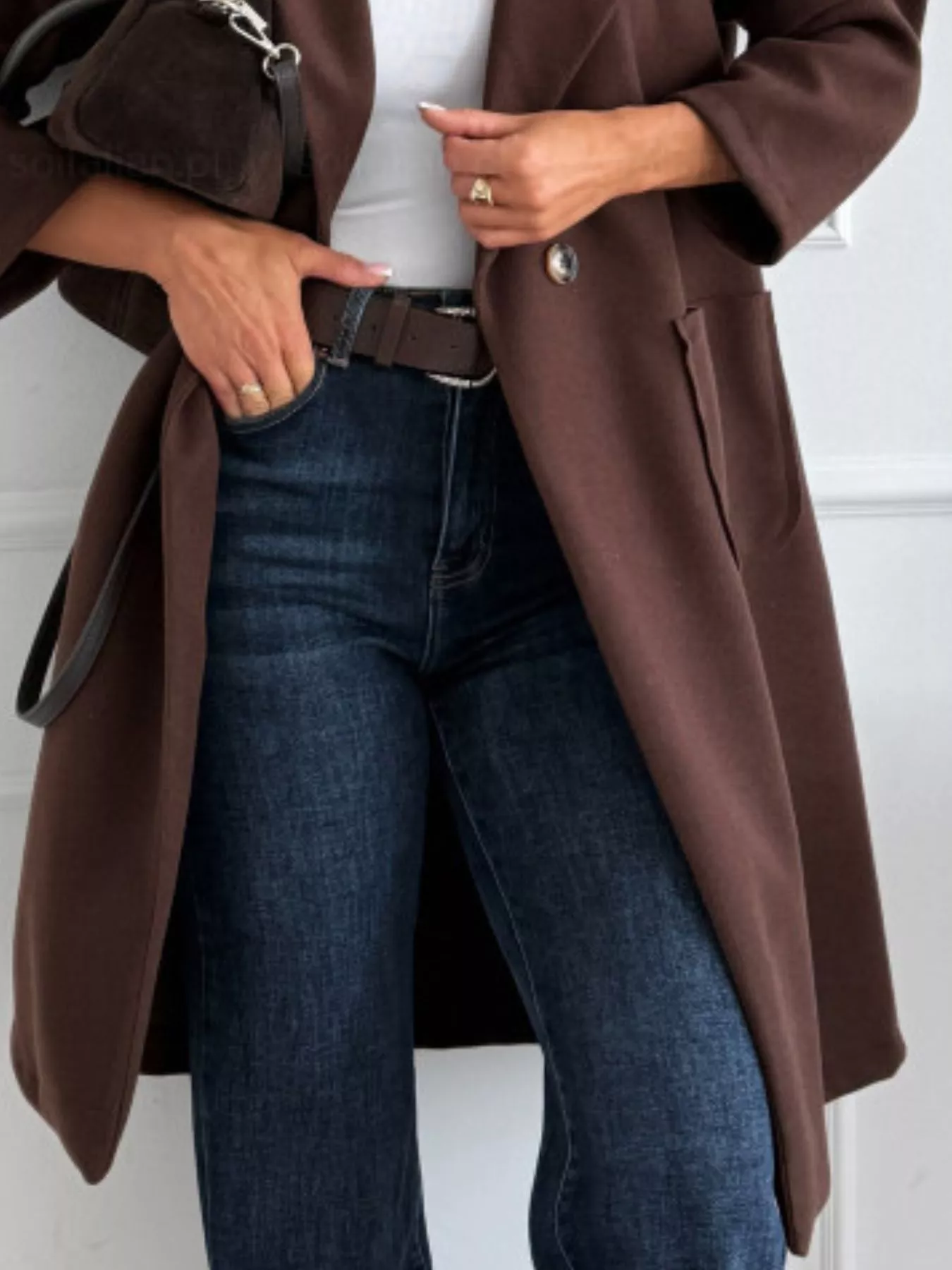 Long-Sleeve Single-Breasted Trench Coat - Image 6