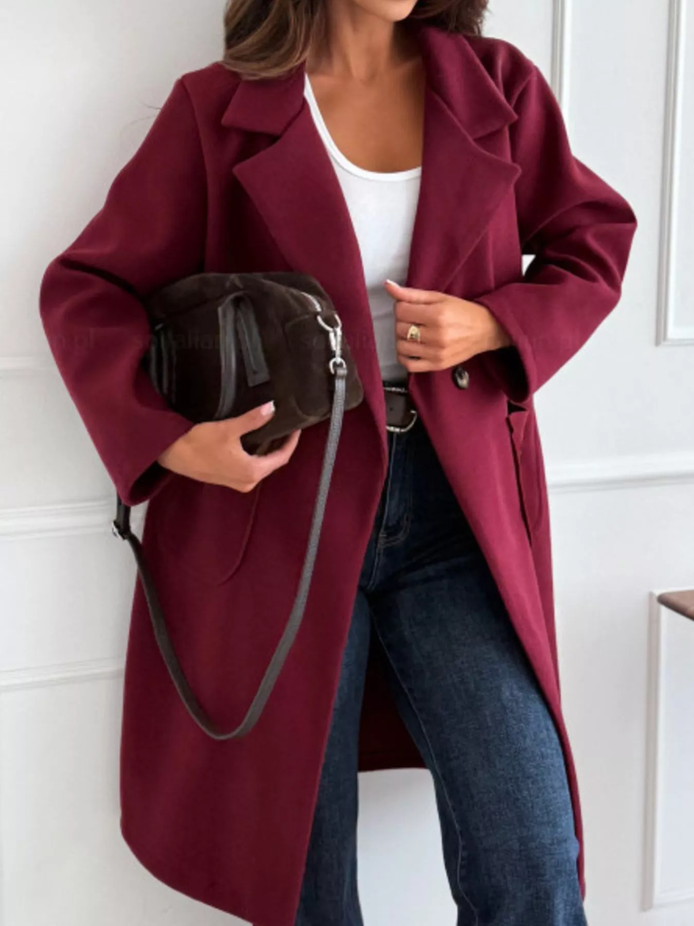 Long-Sleeve Single-Breasted Trench Coat - Image 7