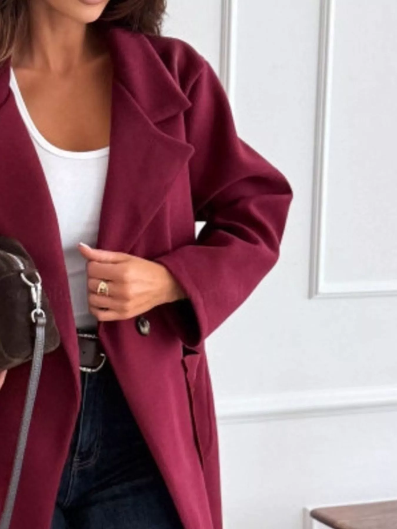 Long-Sleeve Single-Breasted Trench Coat - Image 8