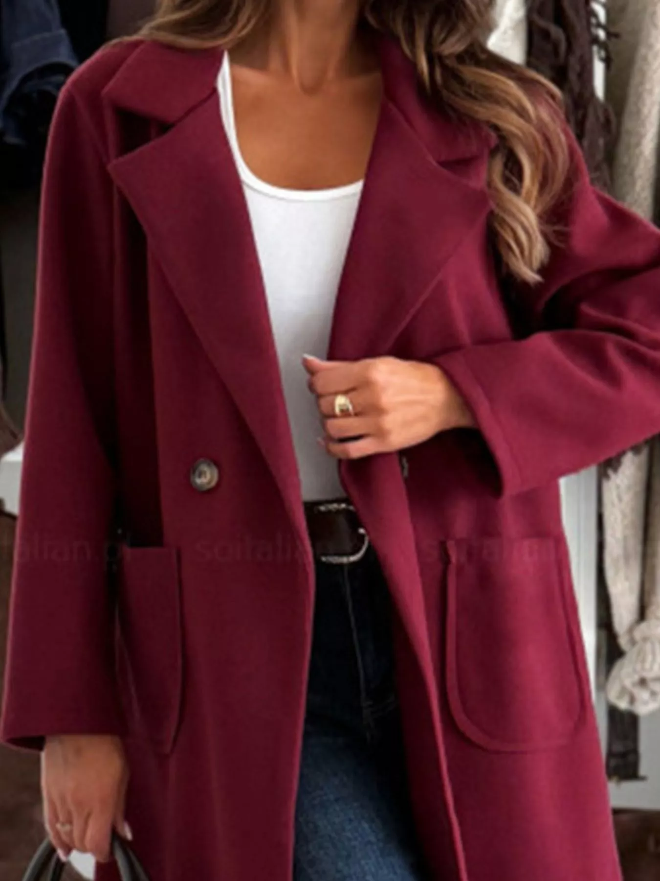 Long-Sleeve Single-Breasted Trench Coat - Image 9