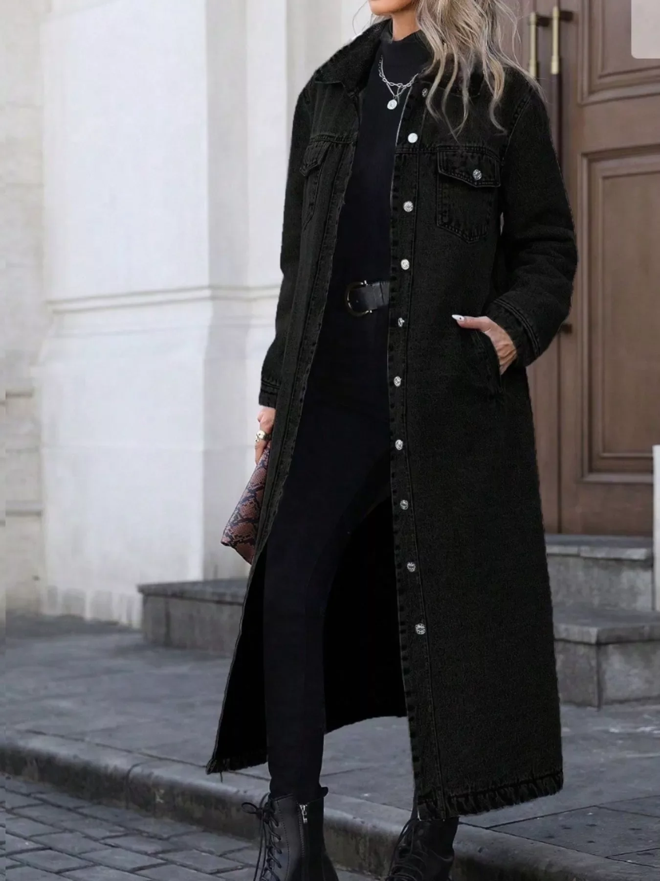 Longline Button-Front Denim Jacket - Image 14