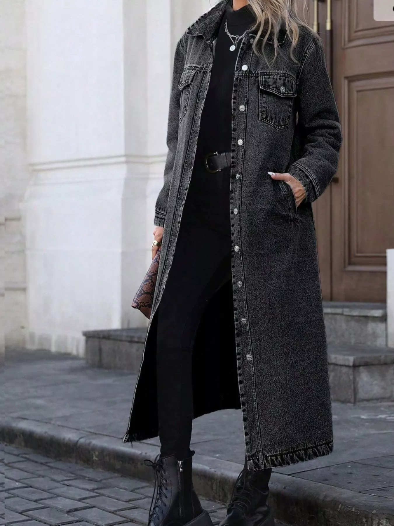 Longline Button-Front Denim Jacket - Image 7